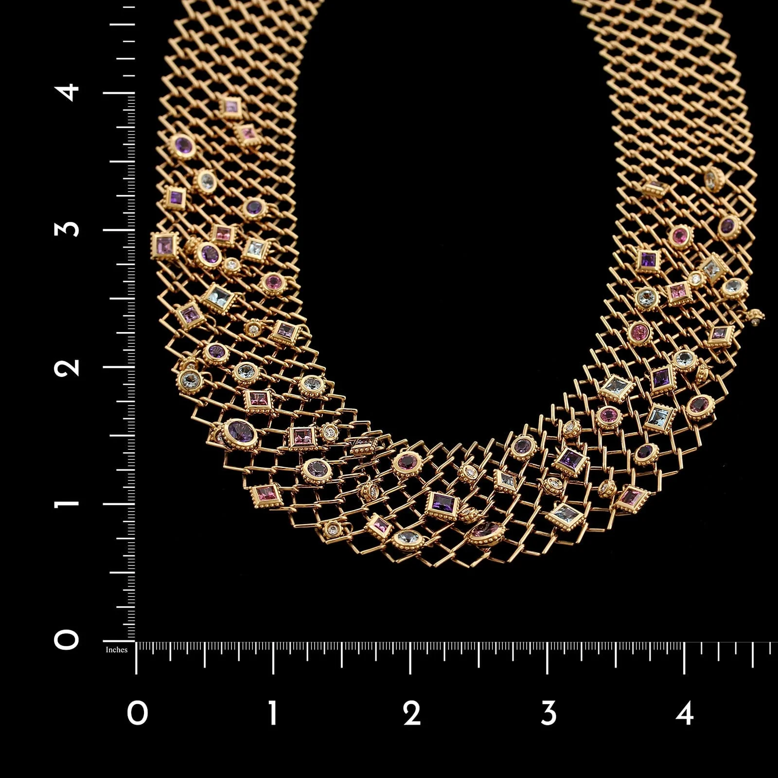 Cartier 18K Rose Gold Estate Gem-set Strolls Necklace - Image 4