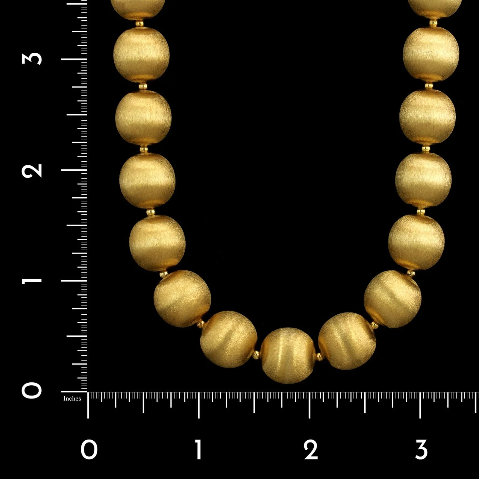 18K Yellow Gold Estate Textured Bead Necklace - Image 3