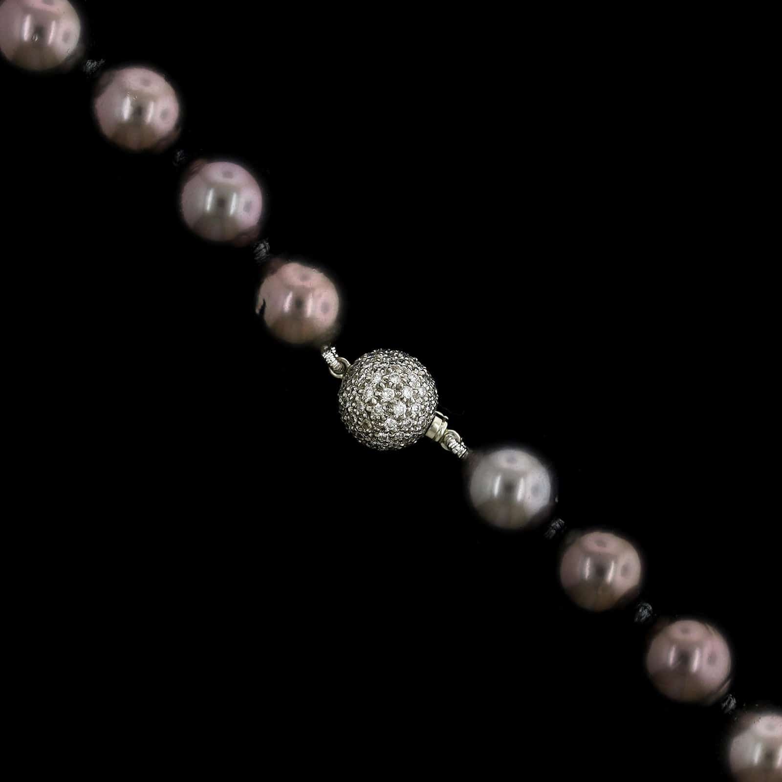 Tahitian White Gold Estate Cultured Black South Sea Pearl Necklace - Image 2