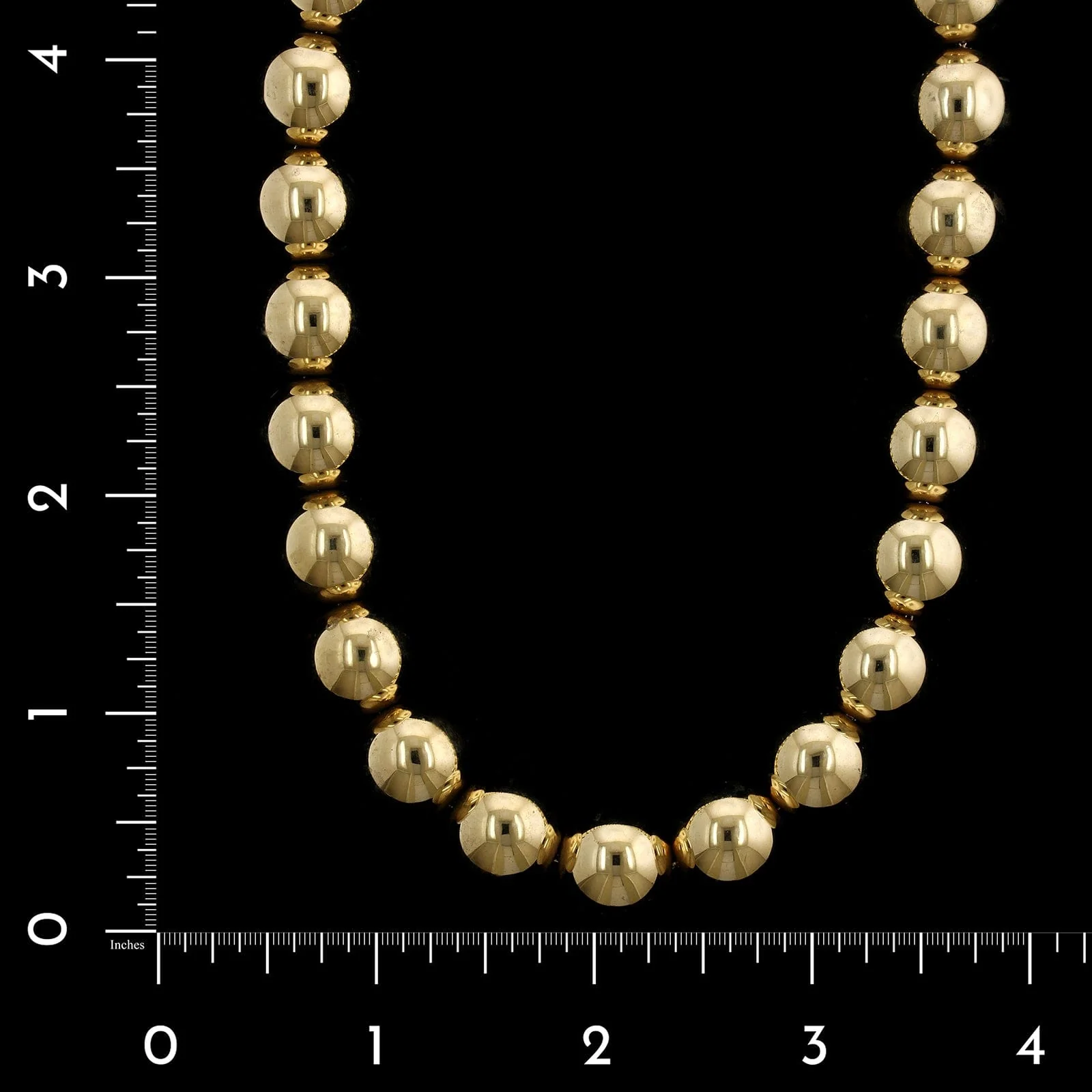 14K Yellow Gold Estate Bead Ball Necklace - Image 3