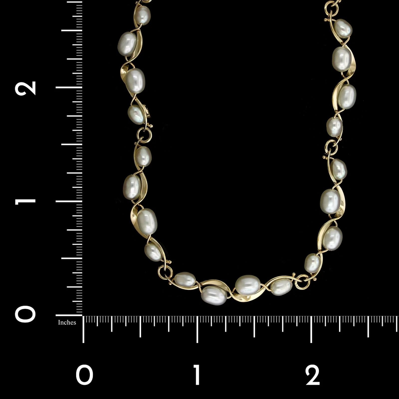 Tom Kruskal 14K Yellow Gold Estate Cultured Freshwater Pearl Ruffle Necklace - Image 3