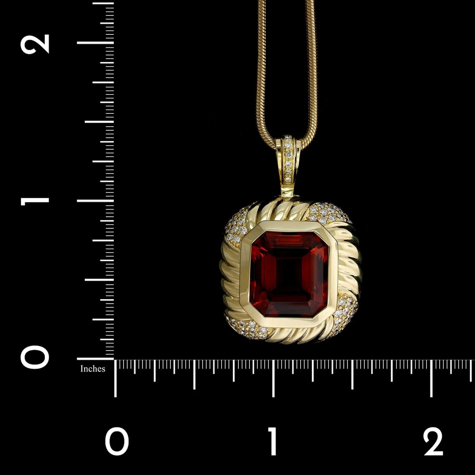 14K Yellow Gold Estate Citrine and Diamond Pendant - Image 4