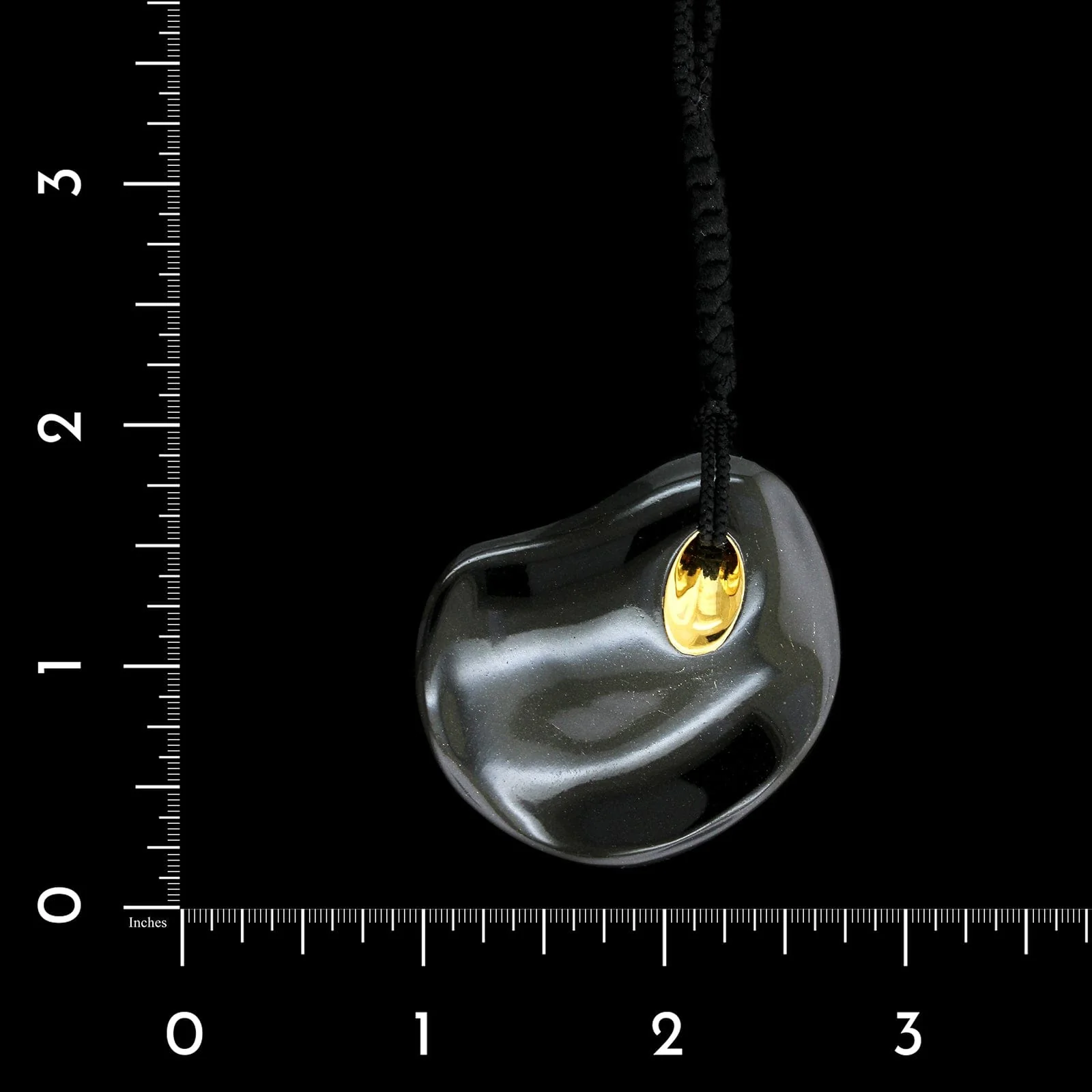 Tiffany & Co. Elsa Peretti 18K Yellow Gold Estate Black Jade Touchstone Pendant Necklace - Image 3