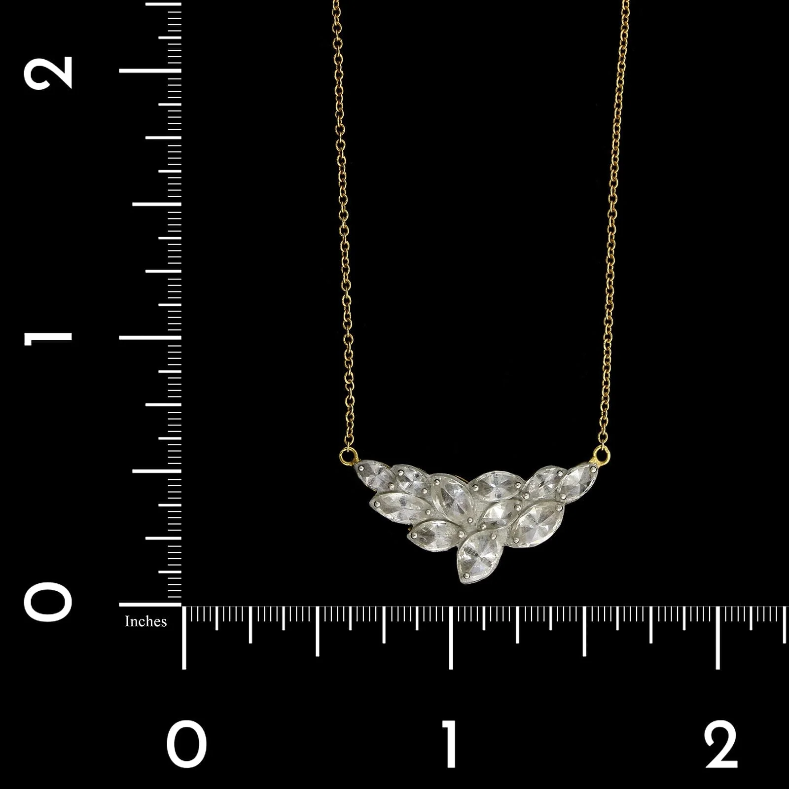Todd Pownell 18K Yellow Gold and Platinum Estate Diamond Pendant Necklace - Image 4