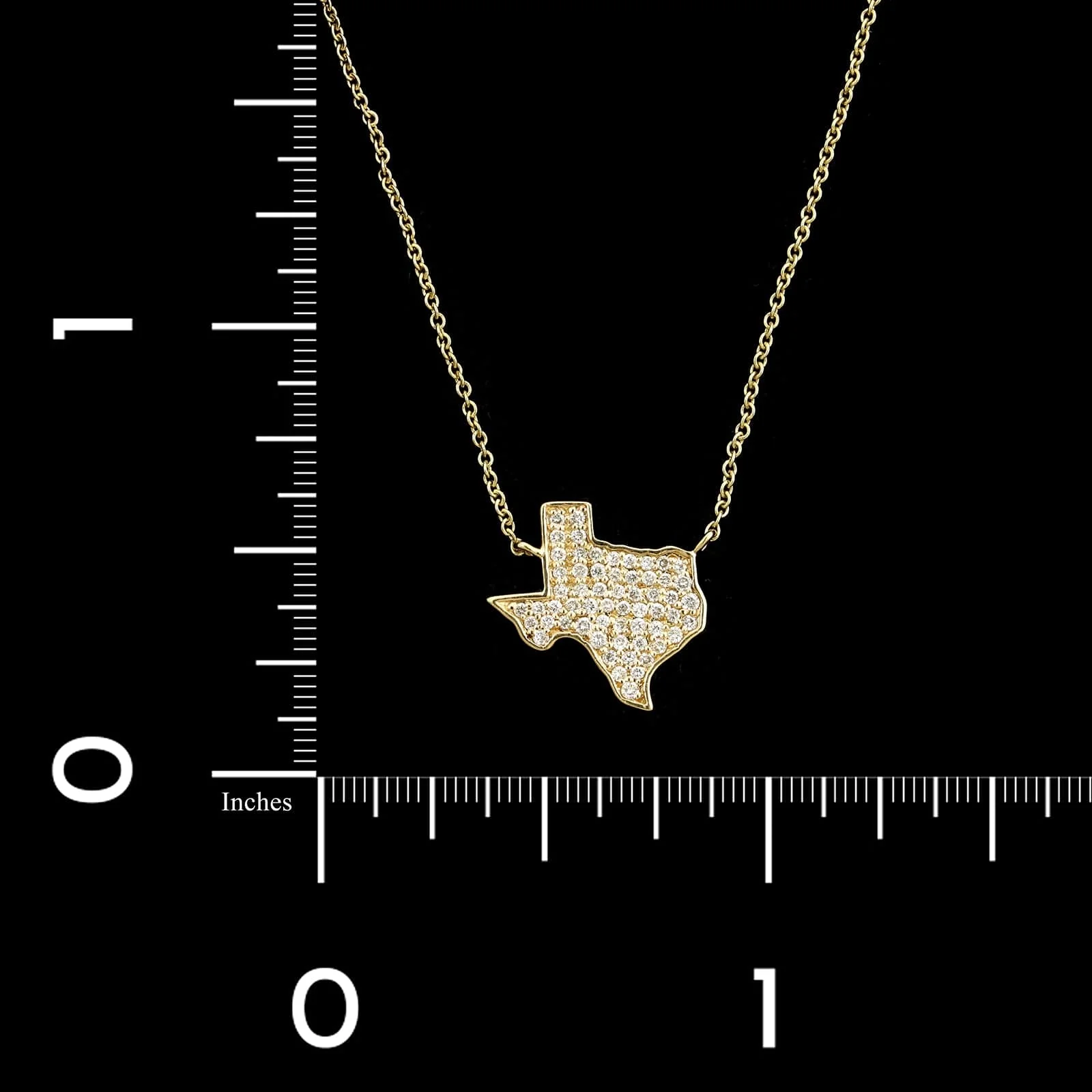 Sidney Evan 14K Yellow Gold Estate Diamond Texas State Outline Pendant Neckalce - Image 4