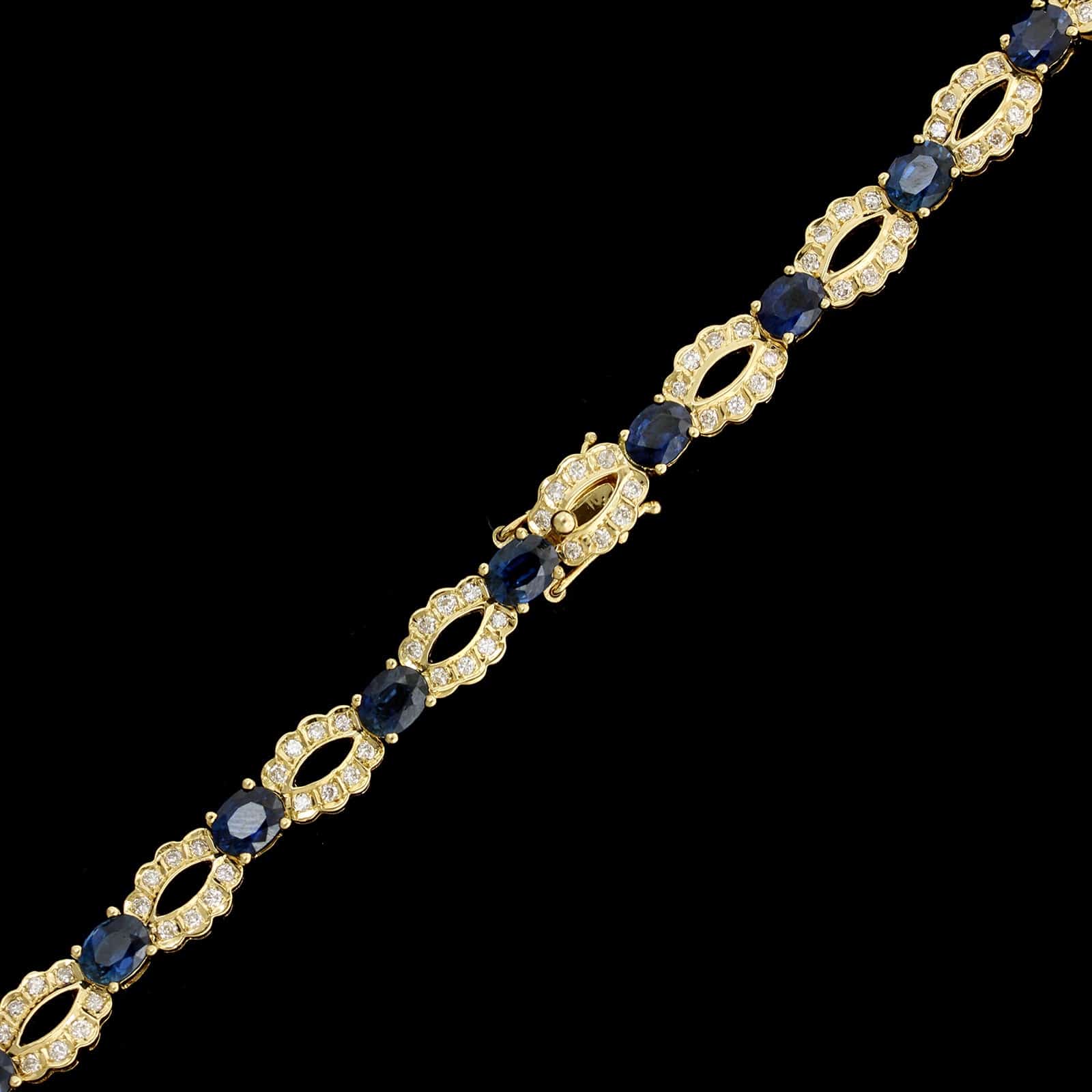 18K Yellow Gold Estate Sapphire and Diamond Necklace - Image 3