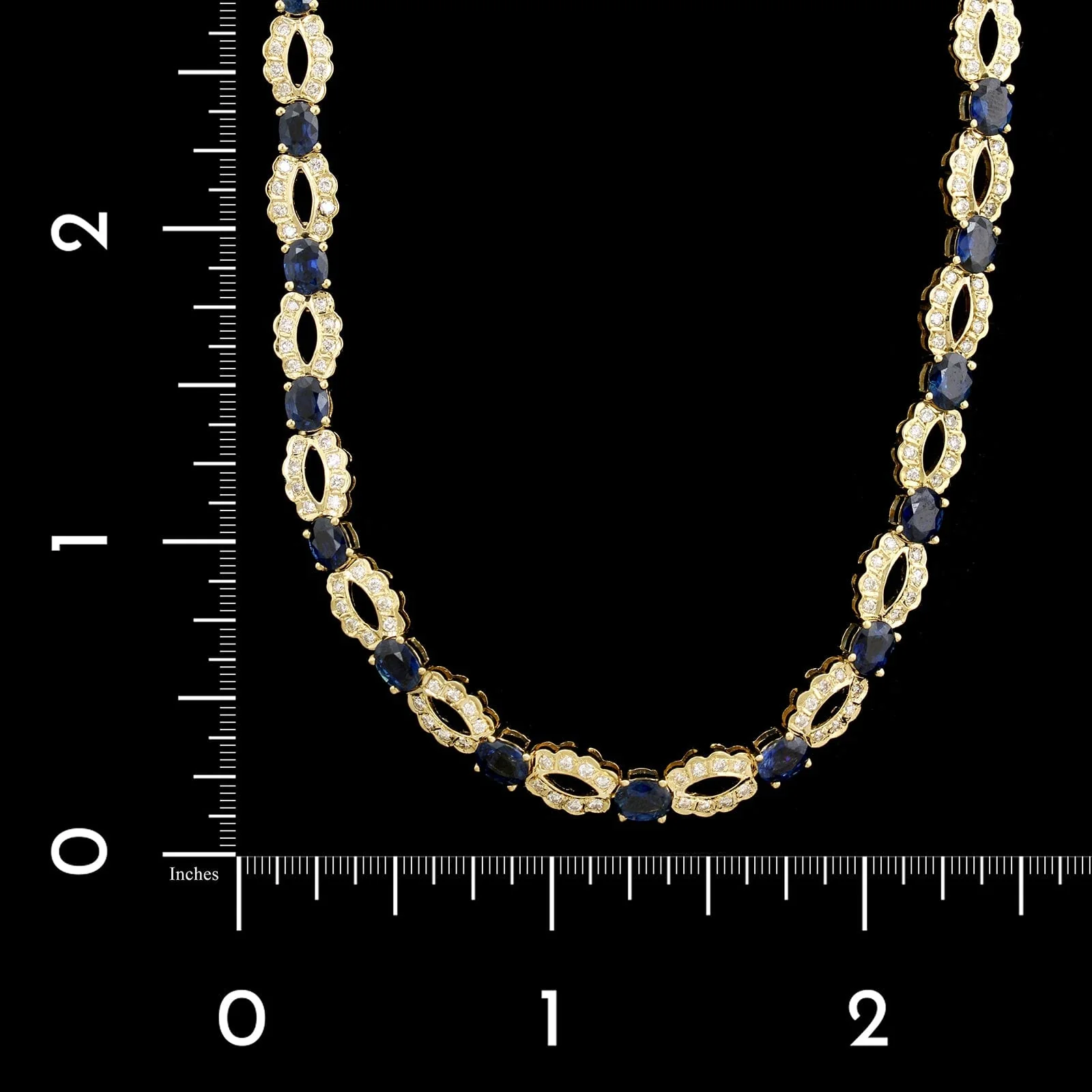 18K Yellow Gold Estate Sapphire and Diamond Necklace - Image 4