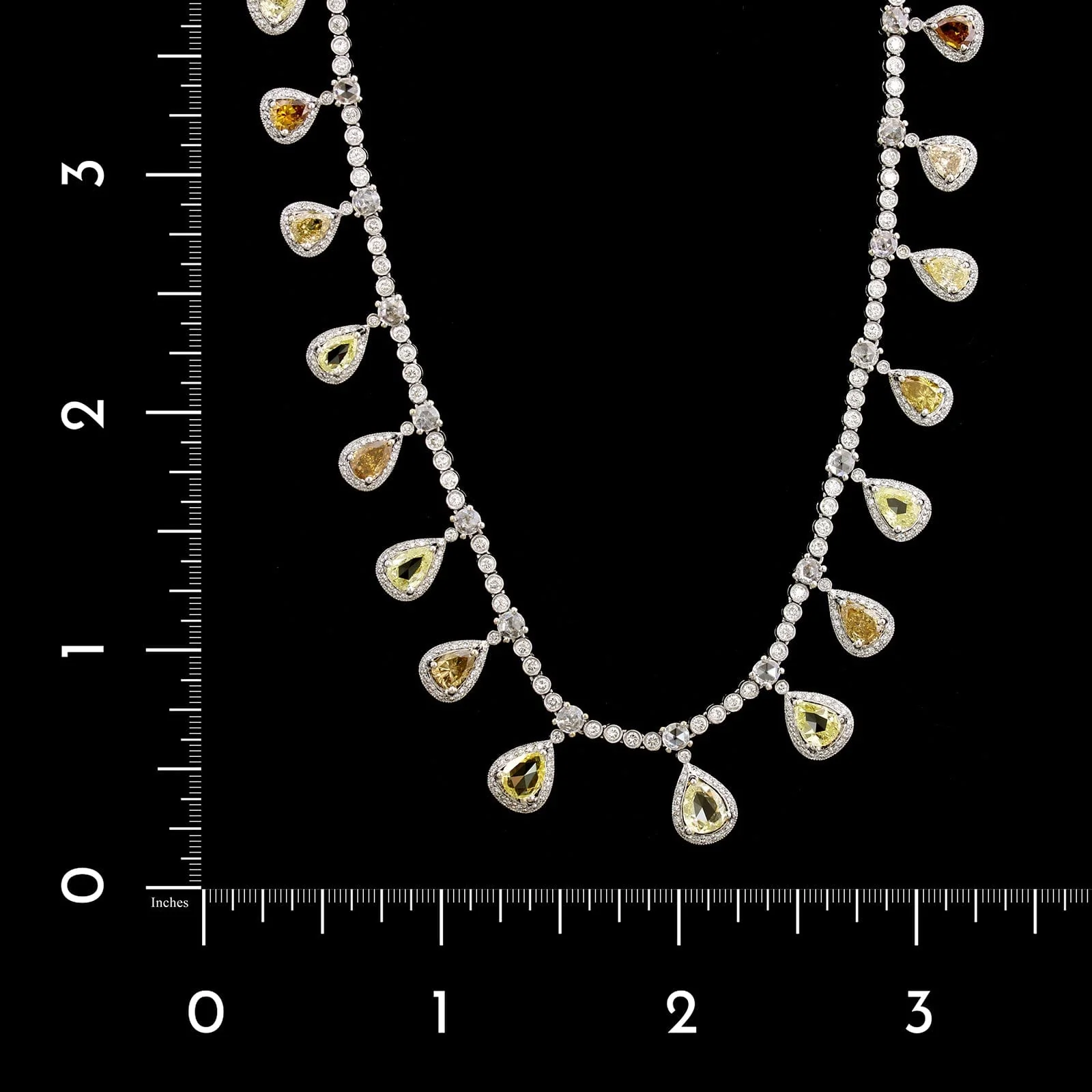 18K White Gold Estate Yellow Diamond Necklace - Image 4