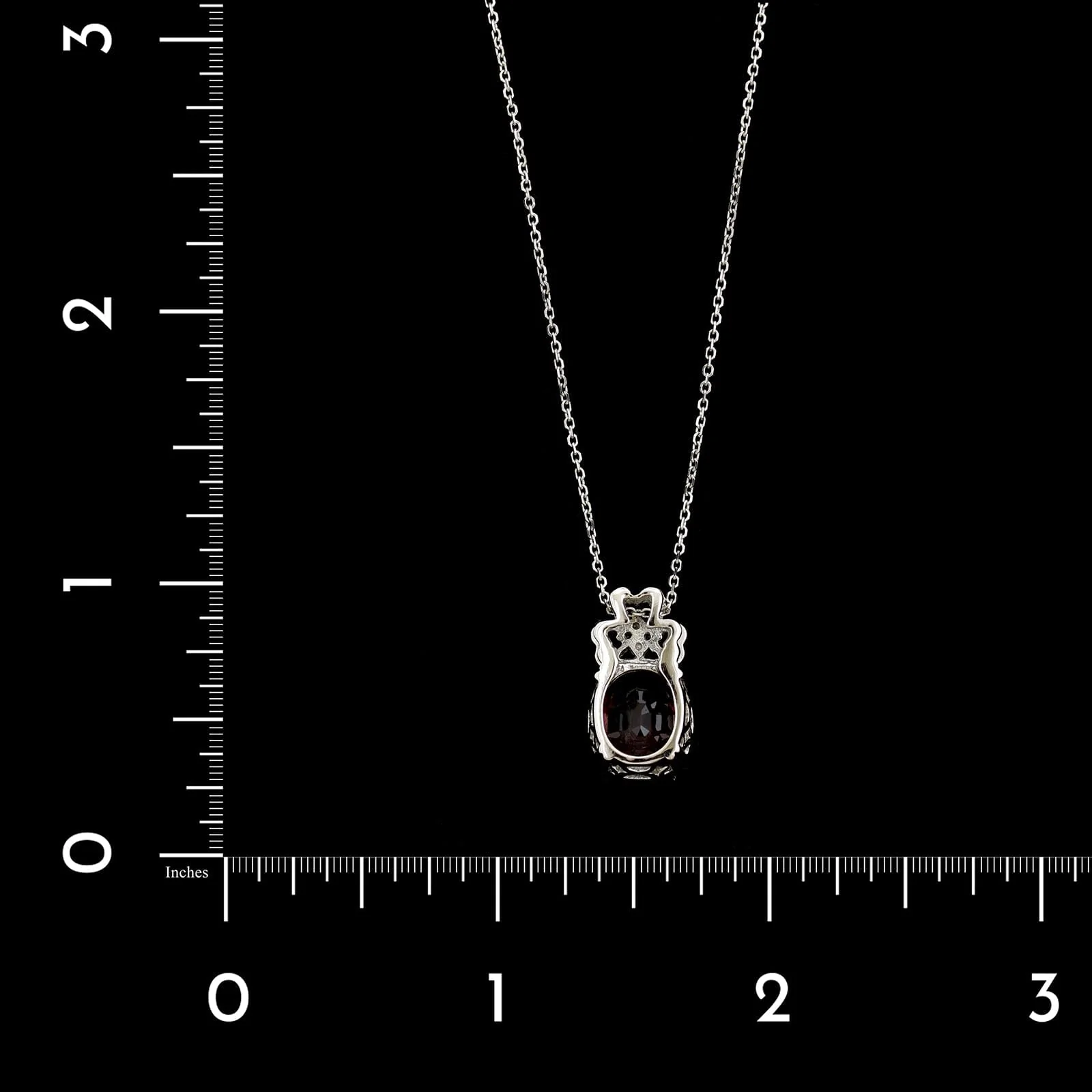 14K White Gold Estate Pink Tourmaline and Diamond Pendant Necklace - Image 2