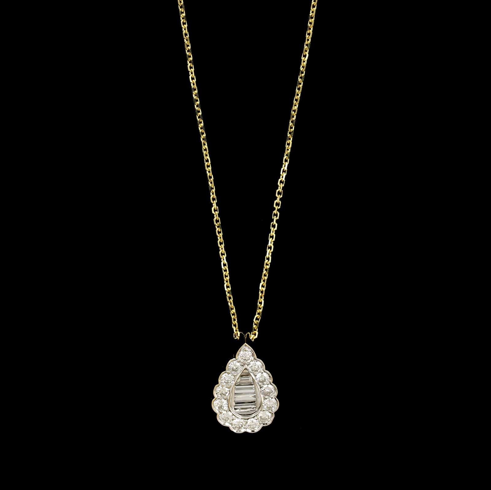 18K Yellow Gold Estate Diamond Pendant Necklace