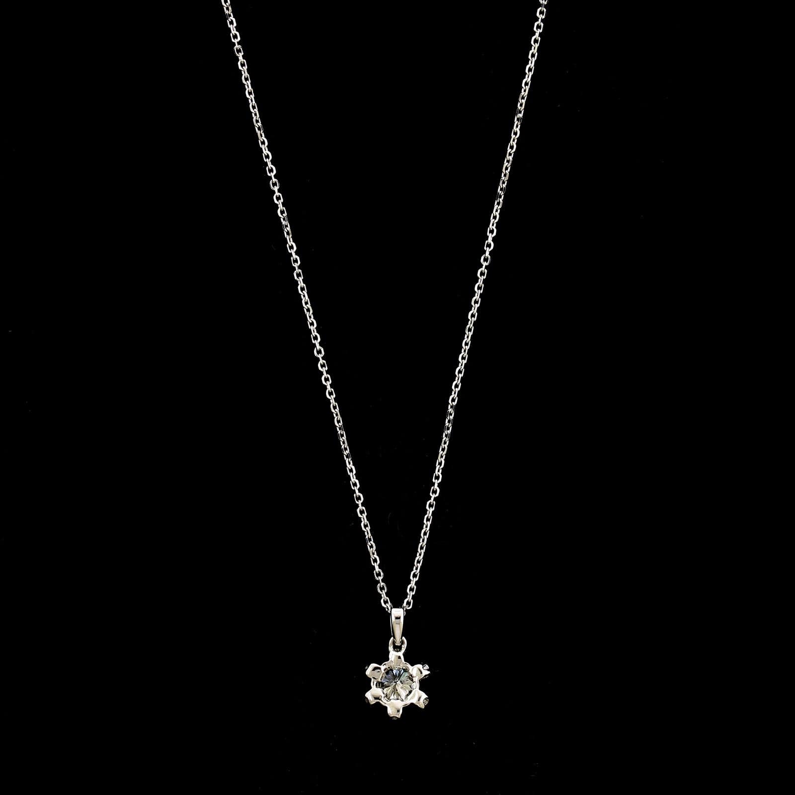 14K White Gold Estate Diamond Pendant Necklace&nbsp; - Image 2
