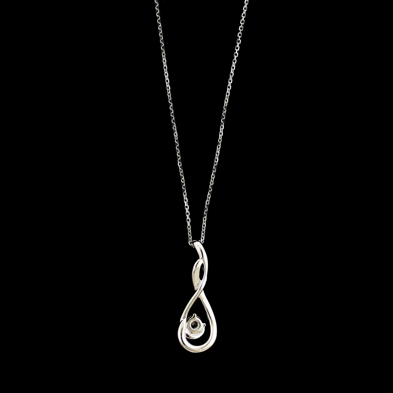 18K White Gold Estate Diamond Pendant Necklace Necklace - Image 2