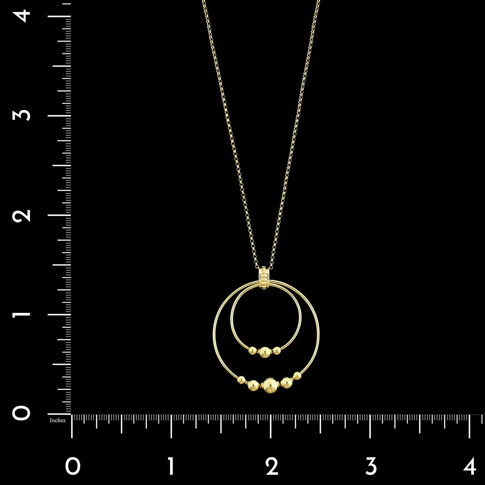 Lagos 18K Yellow Gold Estate Circle Bead Drop Necklace - Image 2