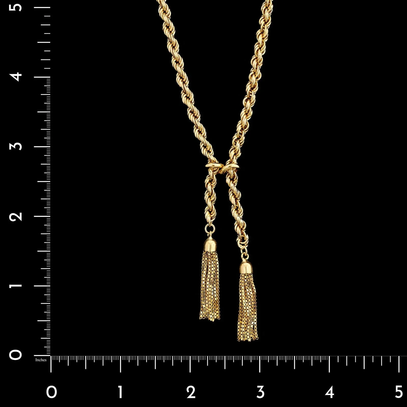 14K Yellow Gold Estate Rope Tassel Necklace - Image 3
