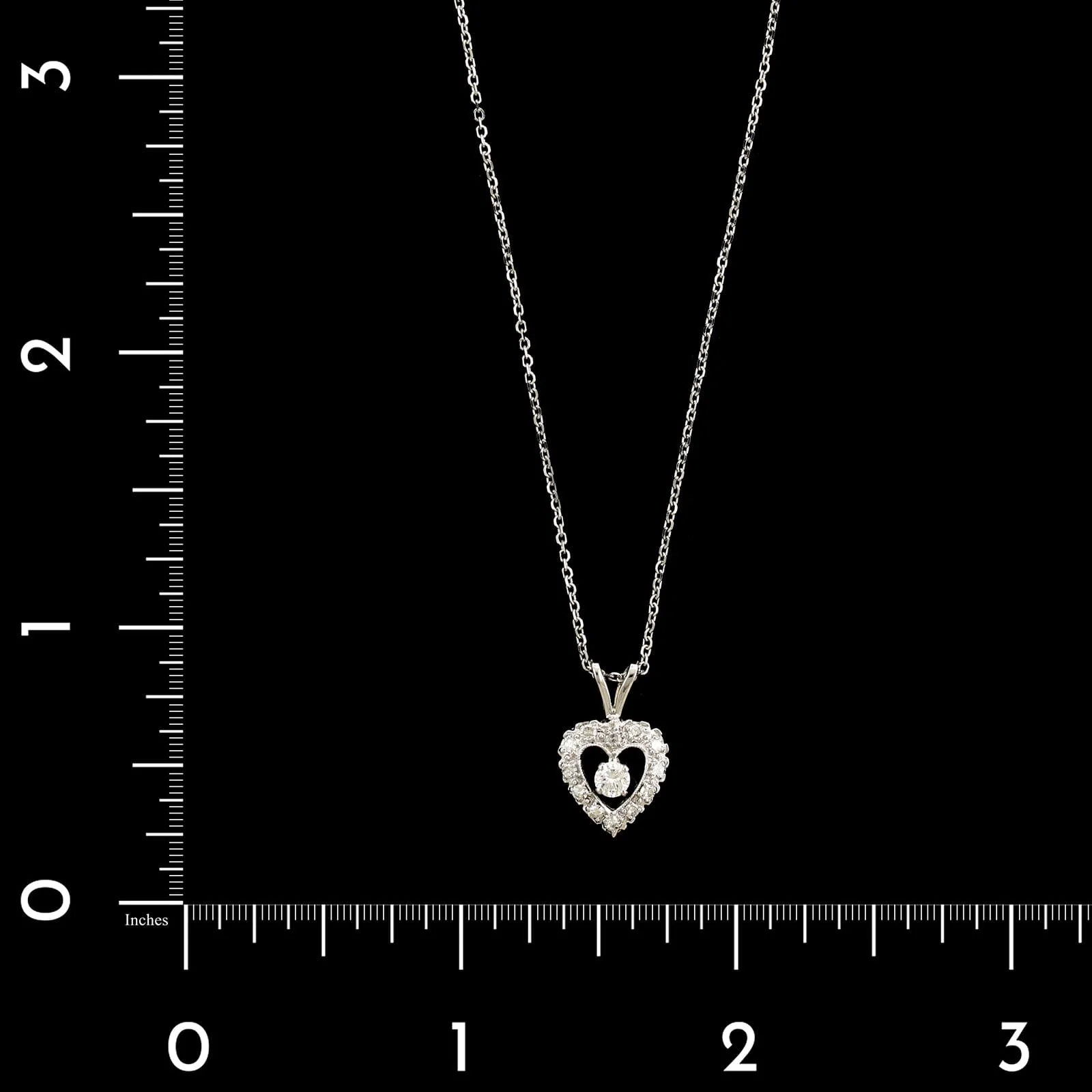 14K White Gold Estate Diamond Heart Pendant Necklace - Image 4