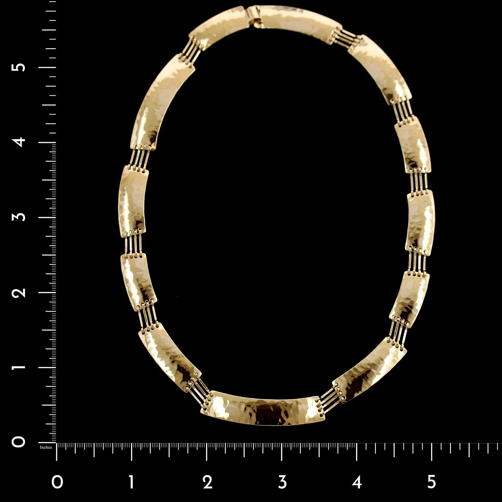 14K Yellow Gold Estate Hammered Link Necklace - Image 2