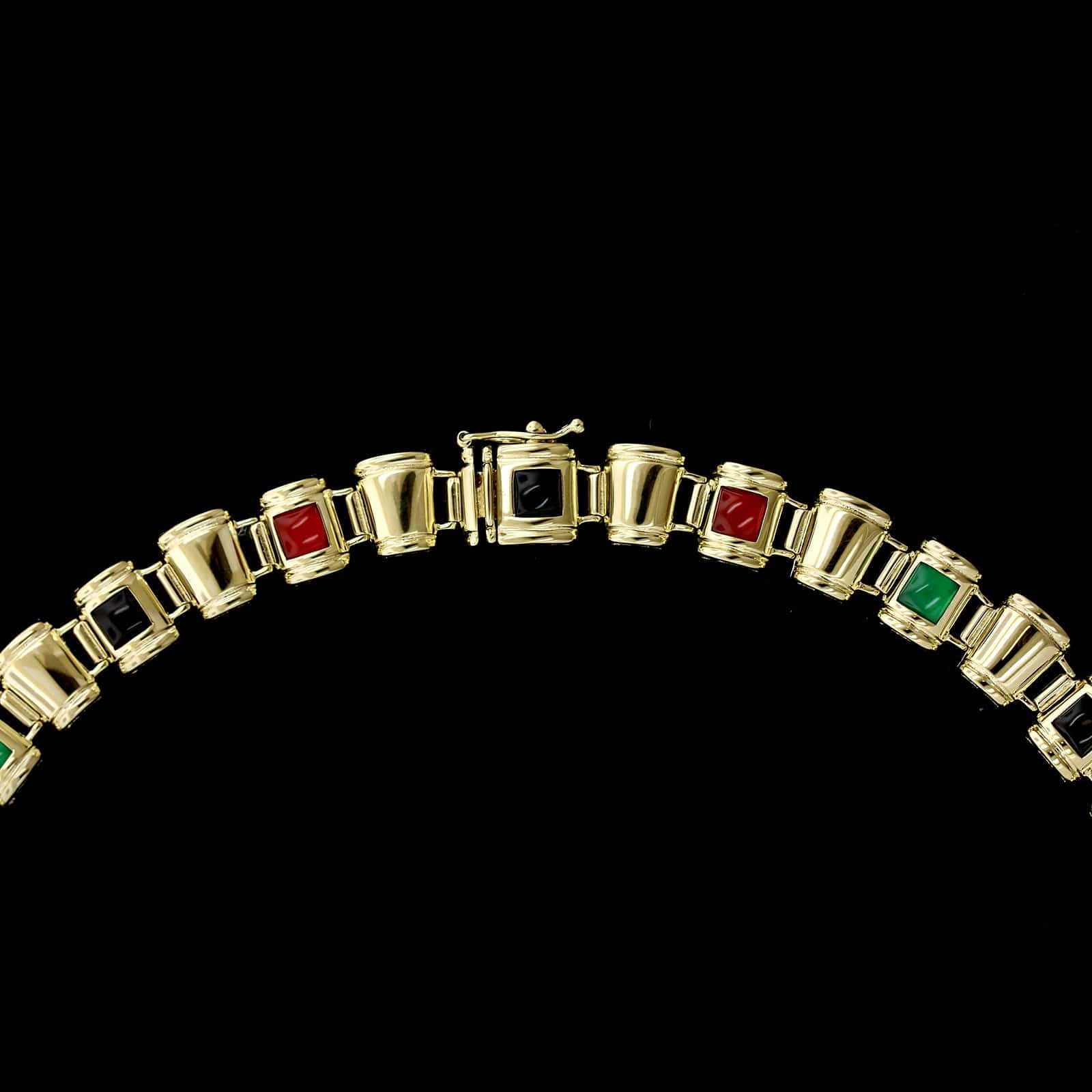 14K Yellow Gold Estate Hardstone Necklace - Image 3