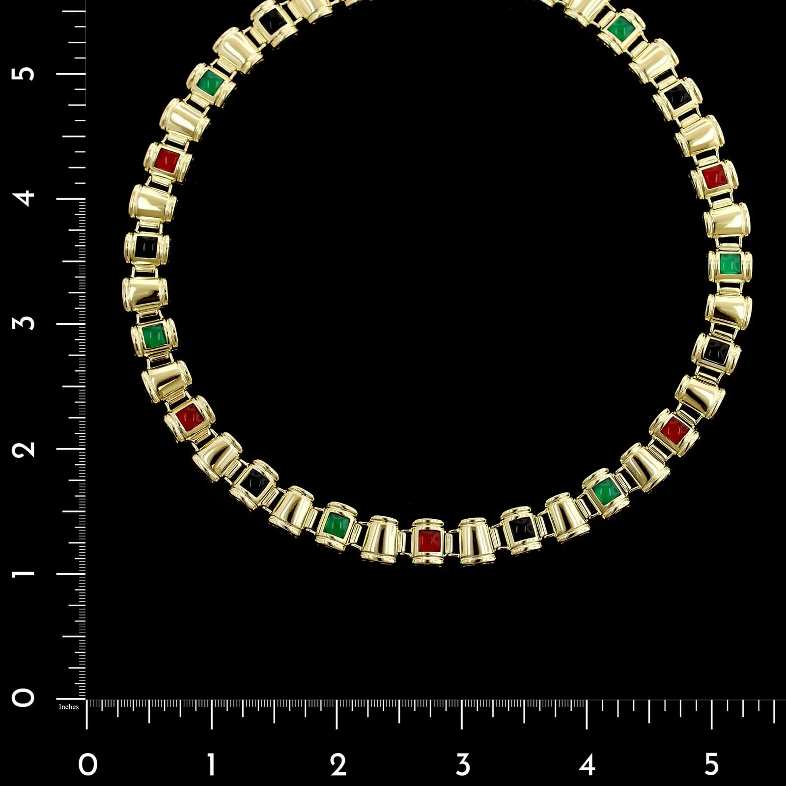 14K Yellow Gold Estate Hardstone Necklace - Image 4