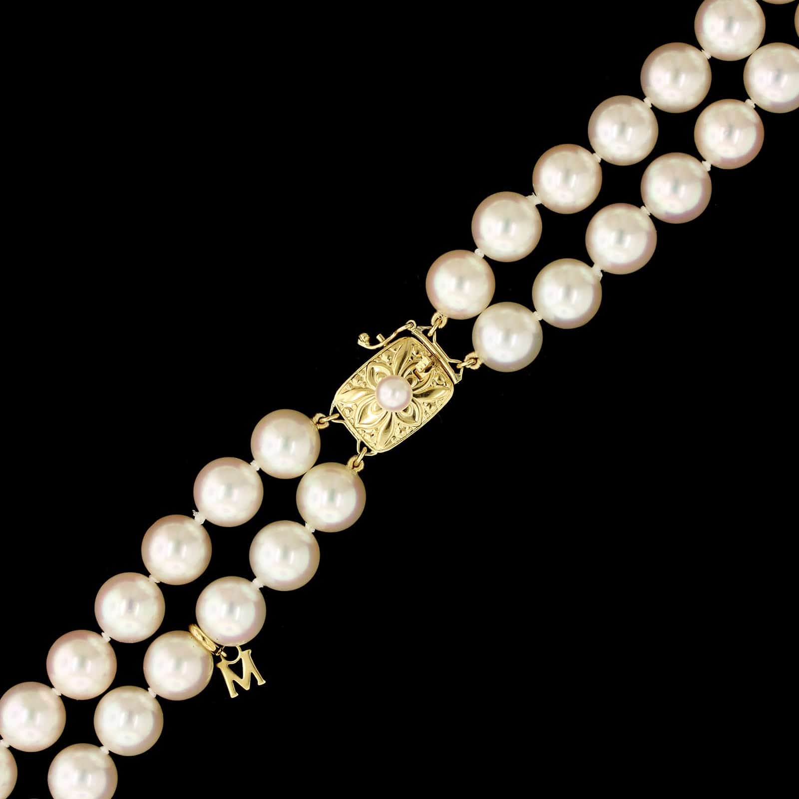 Mikimoto 18K Yellow Gold Estate Double Strand Necklace - Image 2