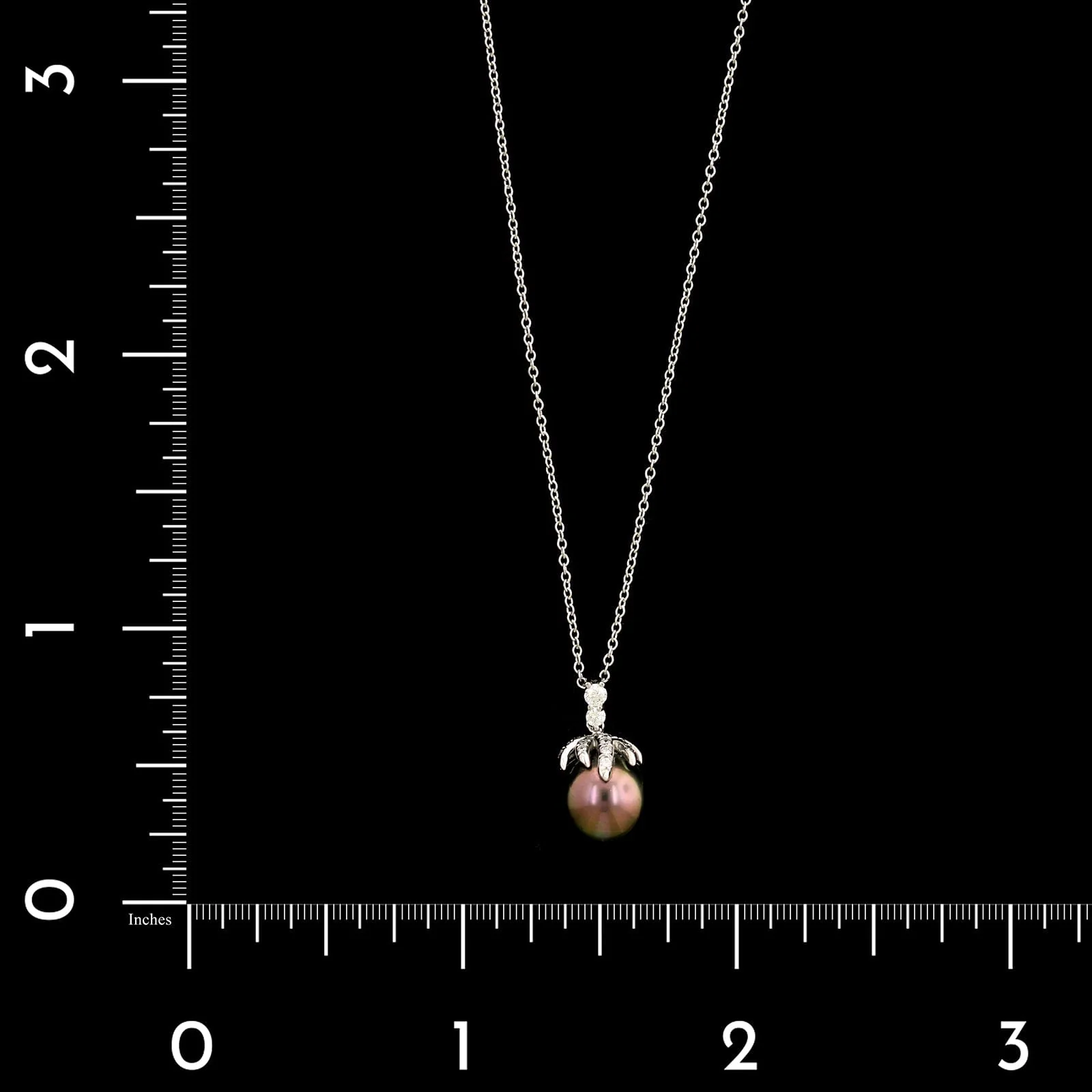 Tiffany & Co. Platinum Estate Tahitian Pearl and Diamond Fireworks Pendant Necklace - Image 4