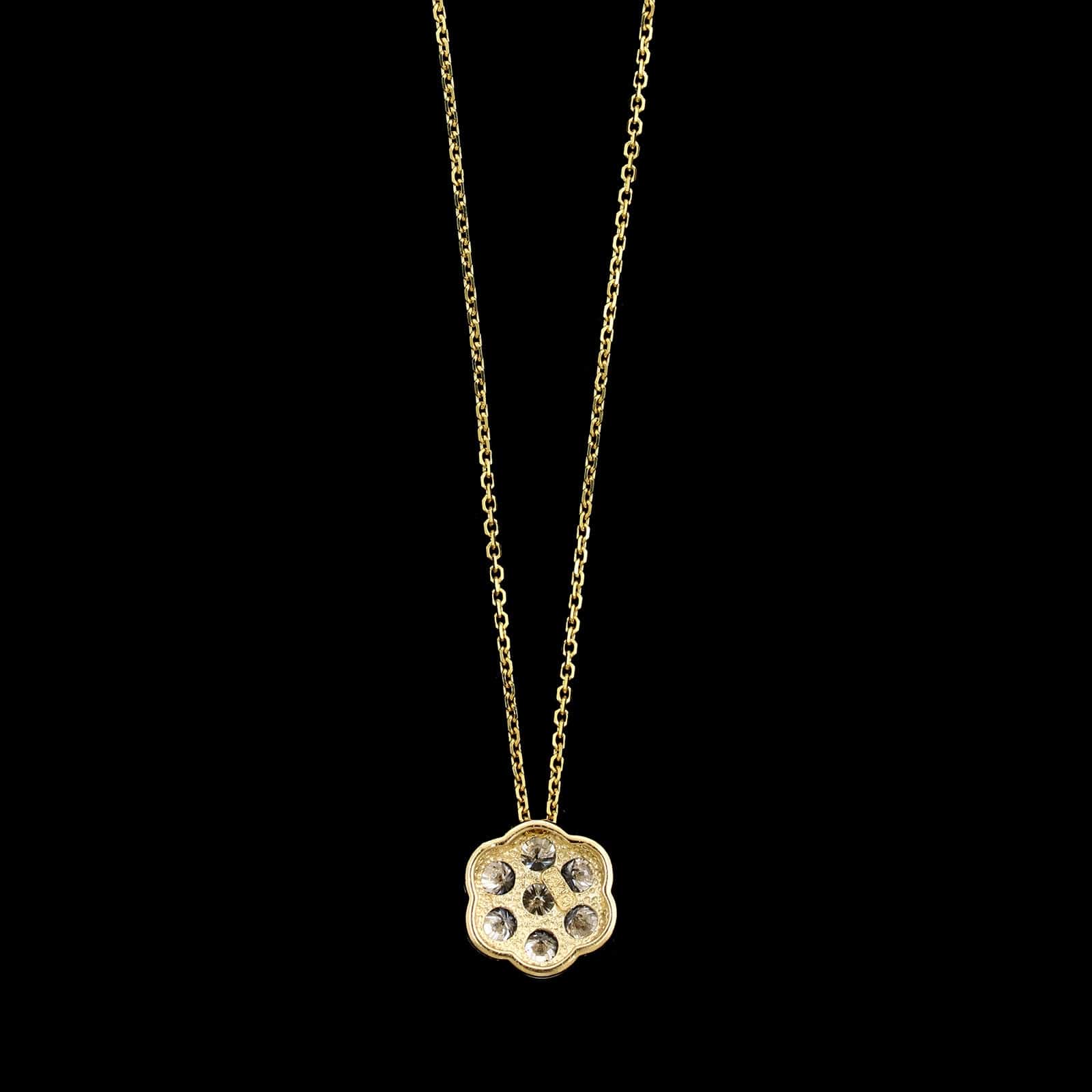 14K Yellow Gold Estate Diamond Cluster Pendant Necklace - Image 2