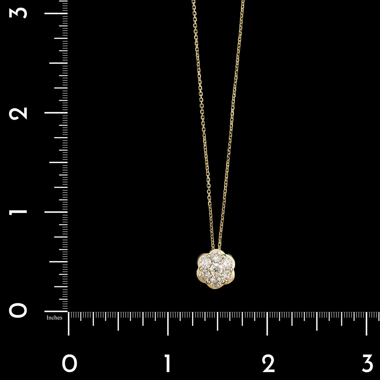 14K Yellow Gold Estate Diamond Cluster Pendant Necklace - Image 4