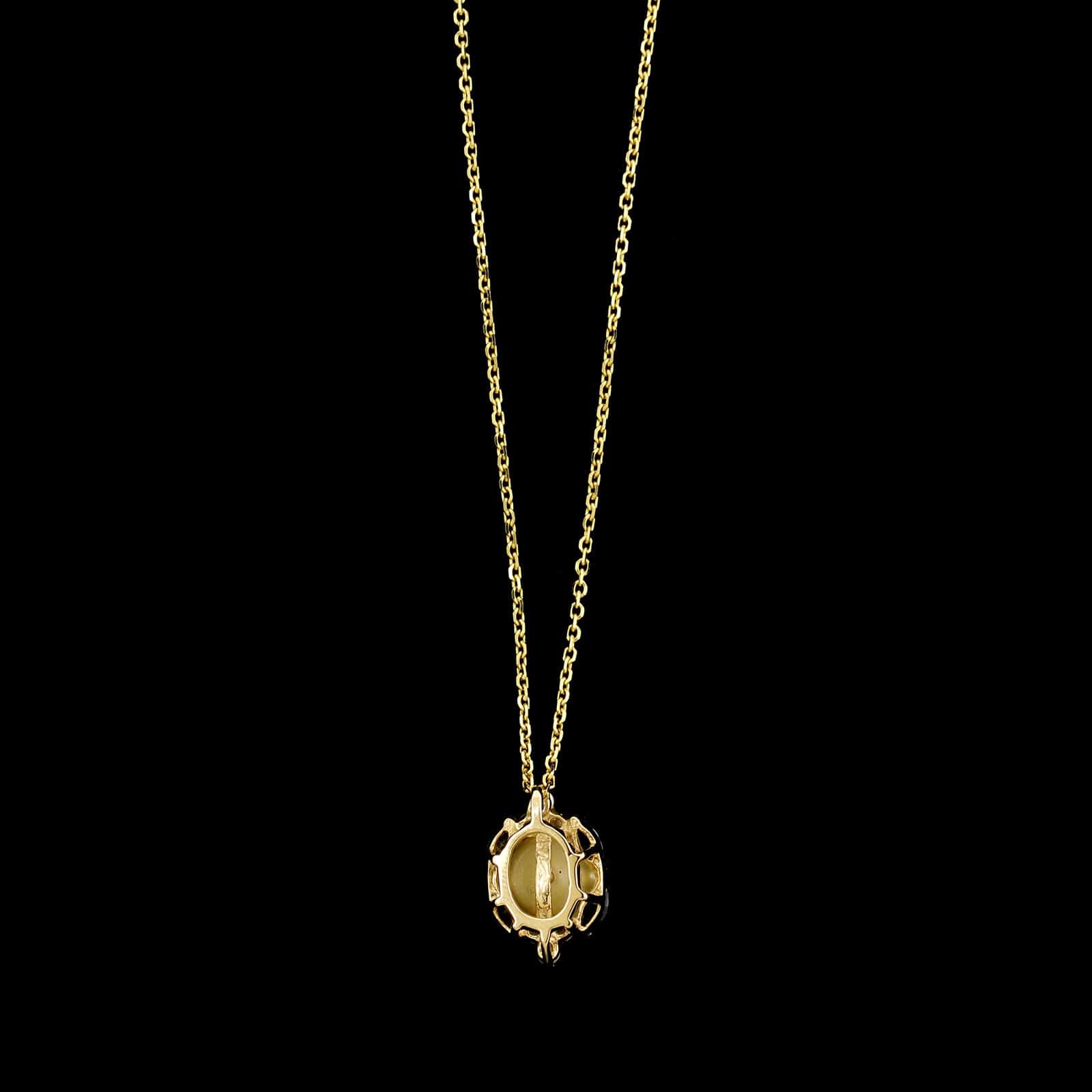 14K Yellow Gold Estate Pearl, Sapphire and Diamond Pendant Necklace - Image 2