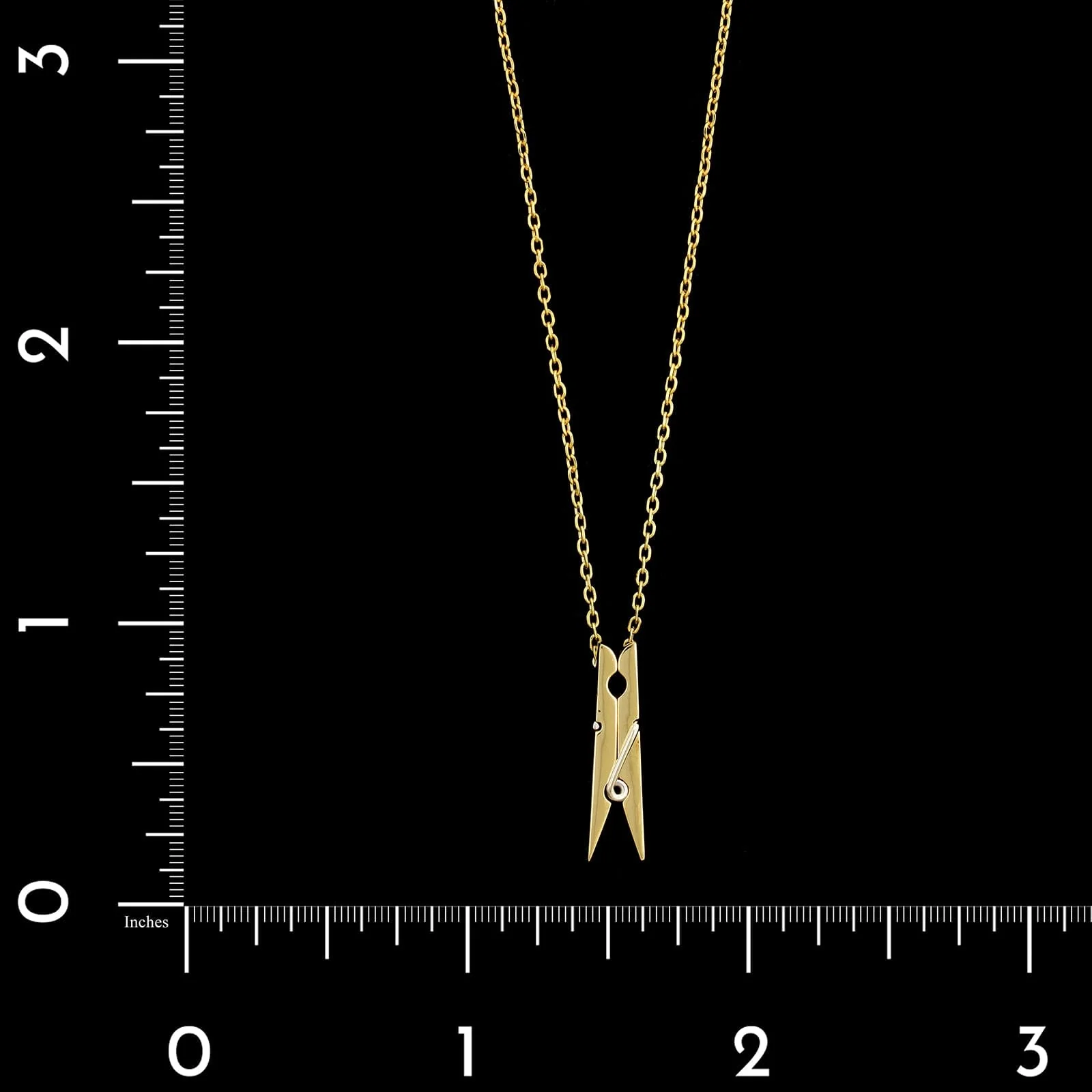 18K Yellow Gold Estate Clothespin Pendant Necklace - Image 4