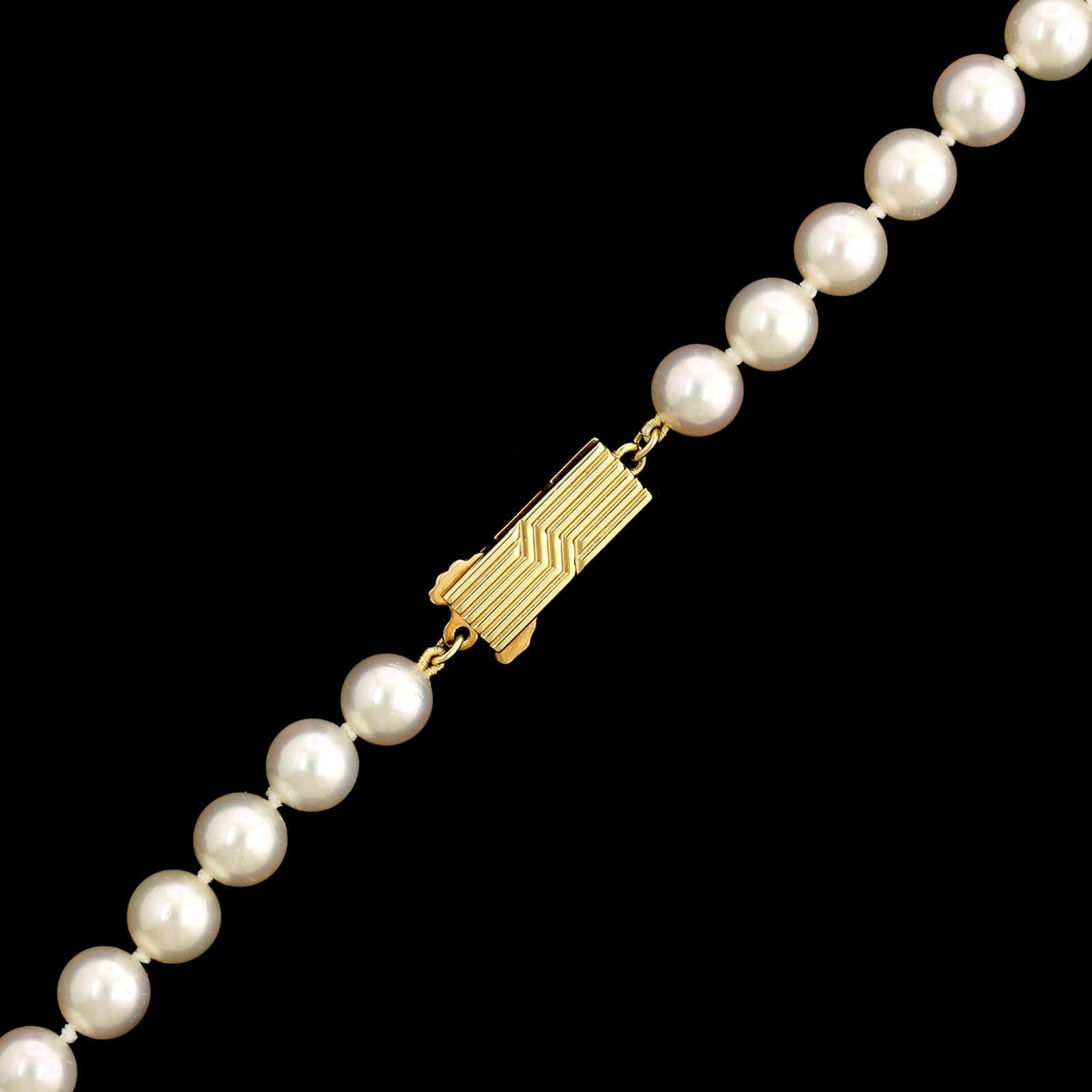 Mikimoto 14K Yellow Gold Estate Pearl Necklace - Image 2