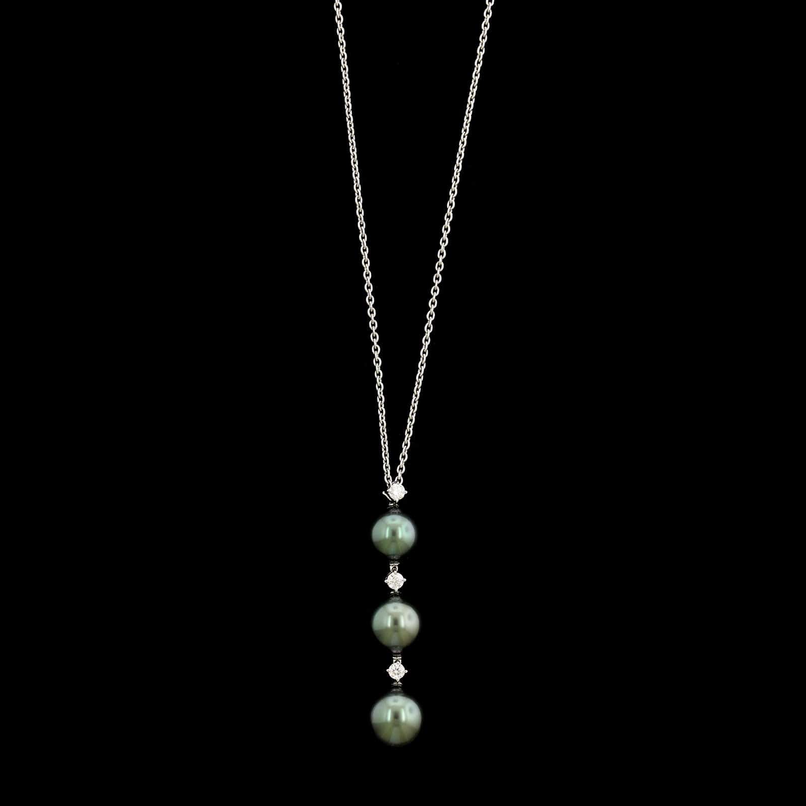 Mikimoto 18K White Gold Estate Black Pearl Pendant Necklace