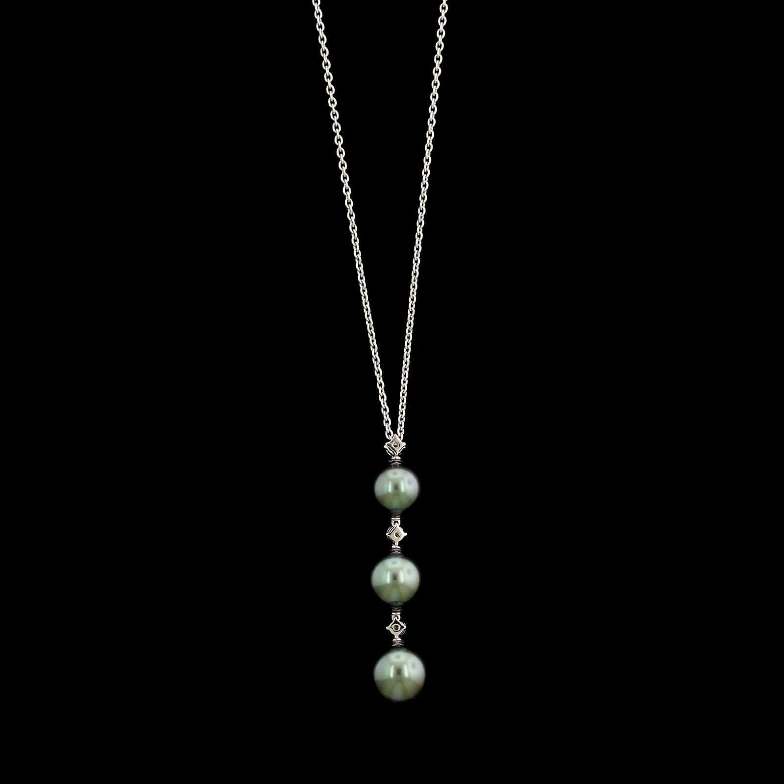 Mikimoto 18K White Gold Estate Black Pearl Pendant Necklace - Image 2