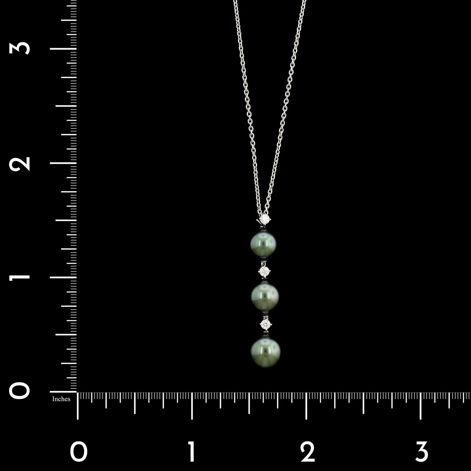 Mikimoto 18K White Gold Estate Black Pearl Pendant Necklace - Image 4