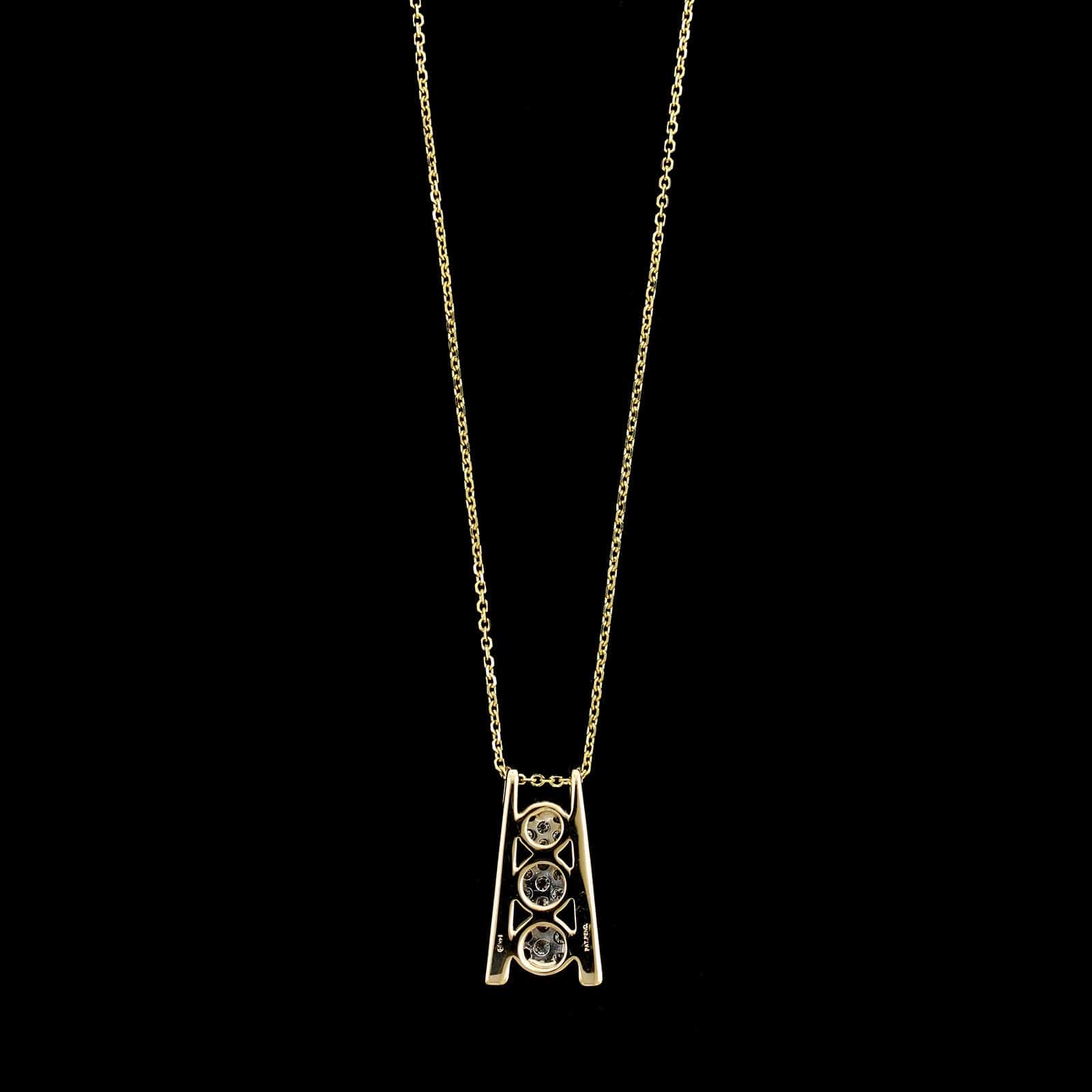14K Yellow Gold Estate Diamond Cluster Pendant Necklace - Image 2