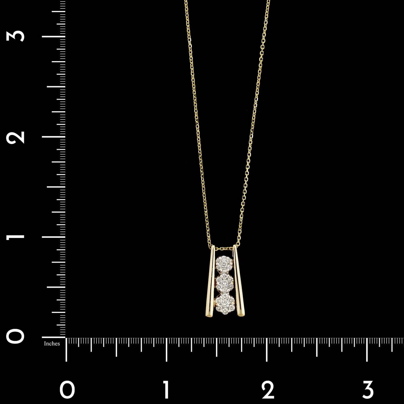 14K Yellow Gold Estate Diamond Cluster Pendant Necklace - Image 4