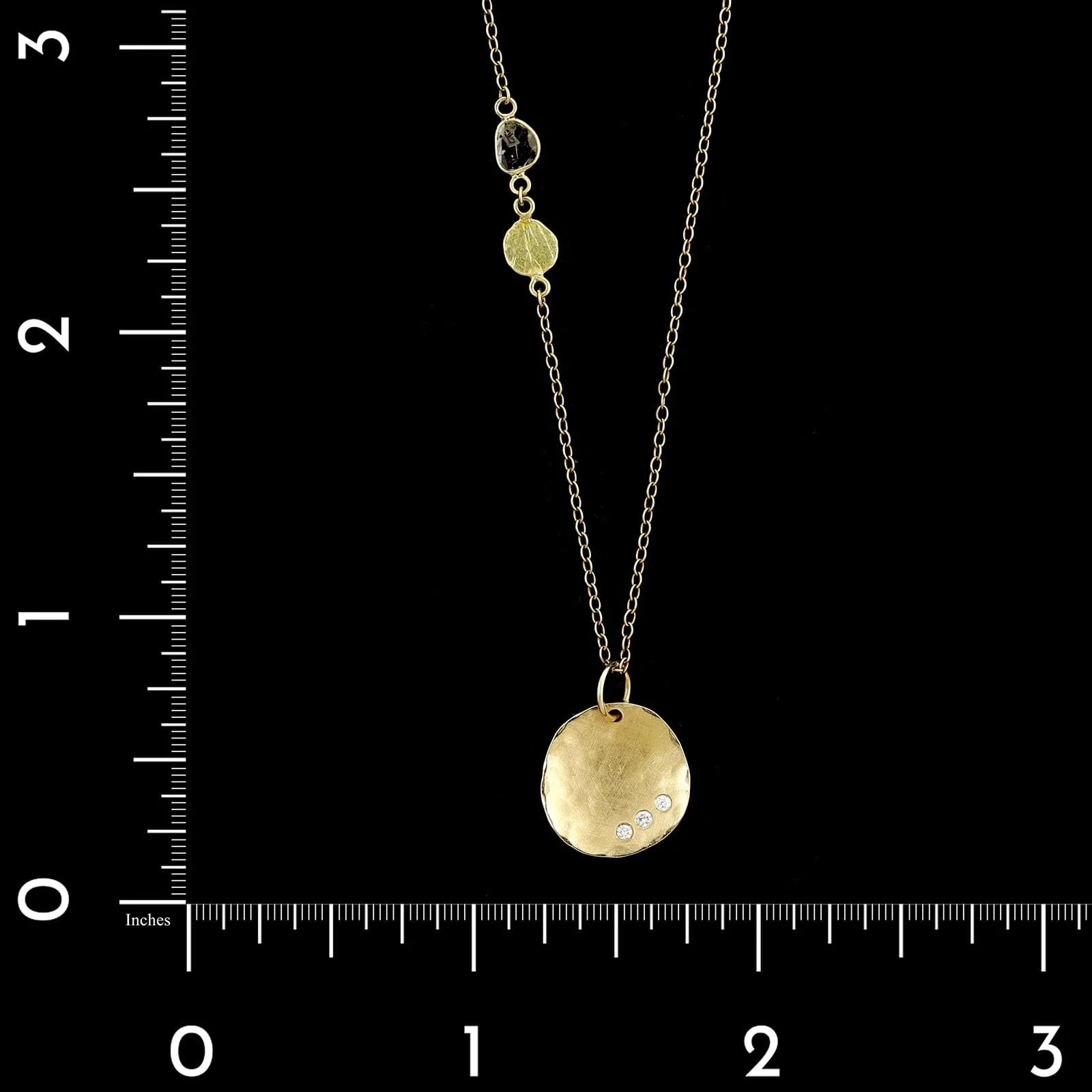 18K and 14K Yellow Gold Estate Diamond Disc Pendant Necklace - Image 4