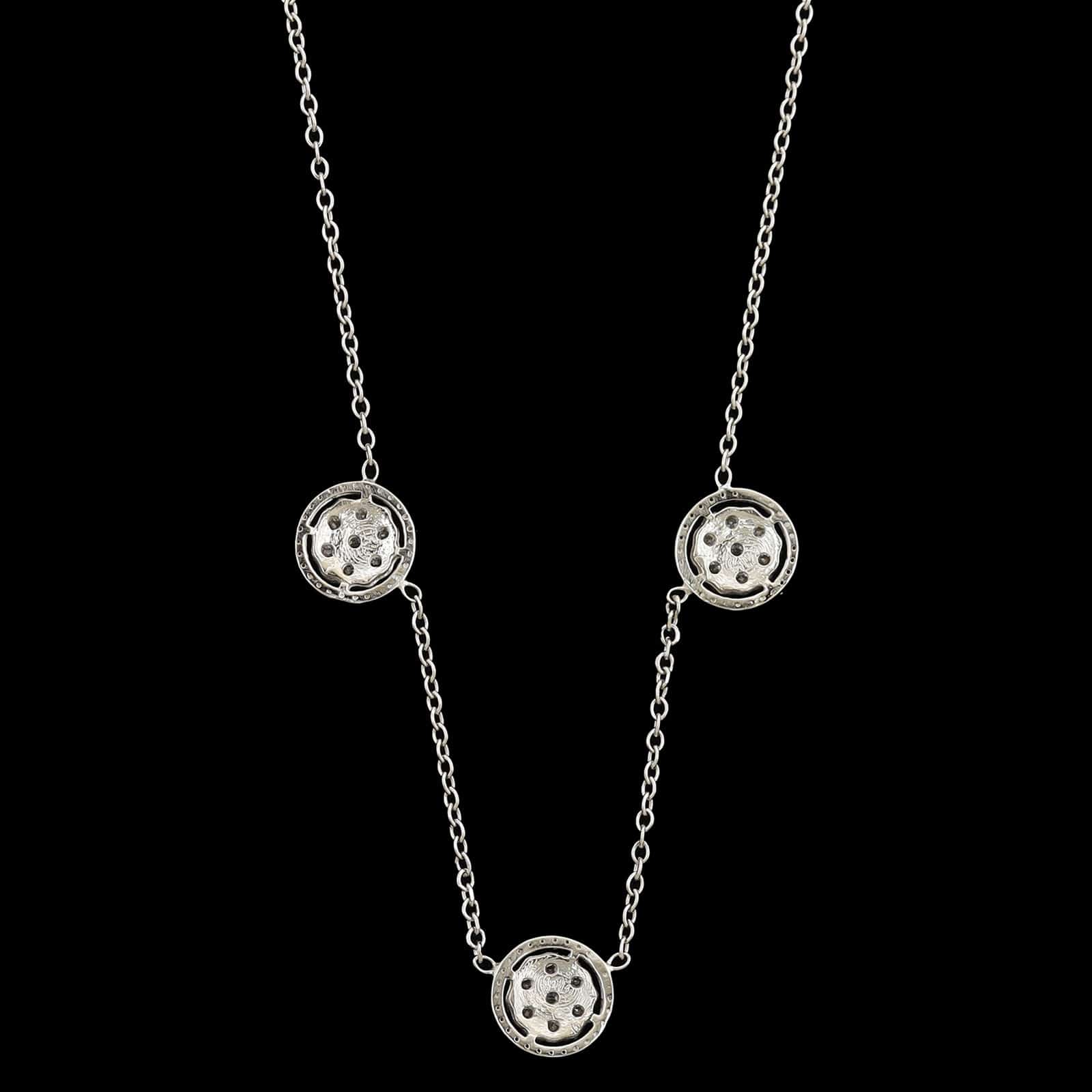 14K White Gold Estate Diamond Cluster Station Necklace - Image 2