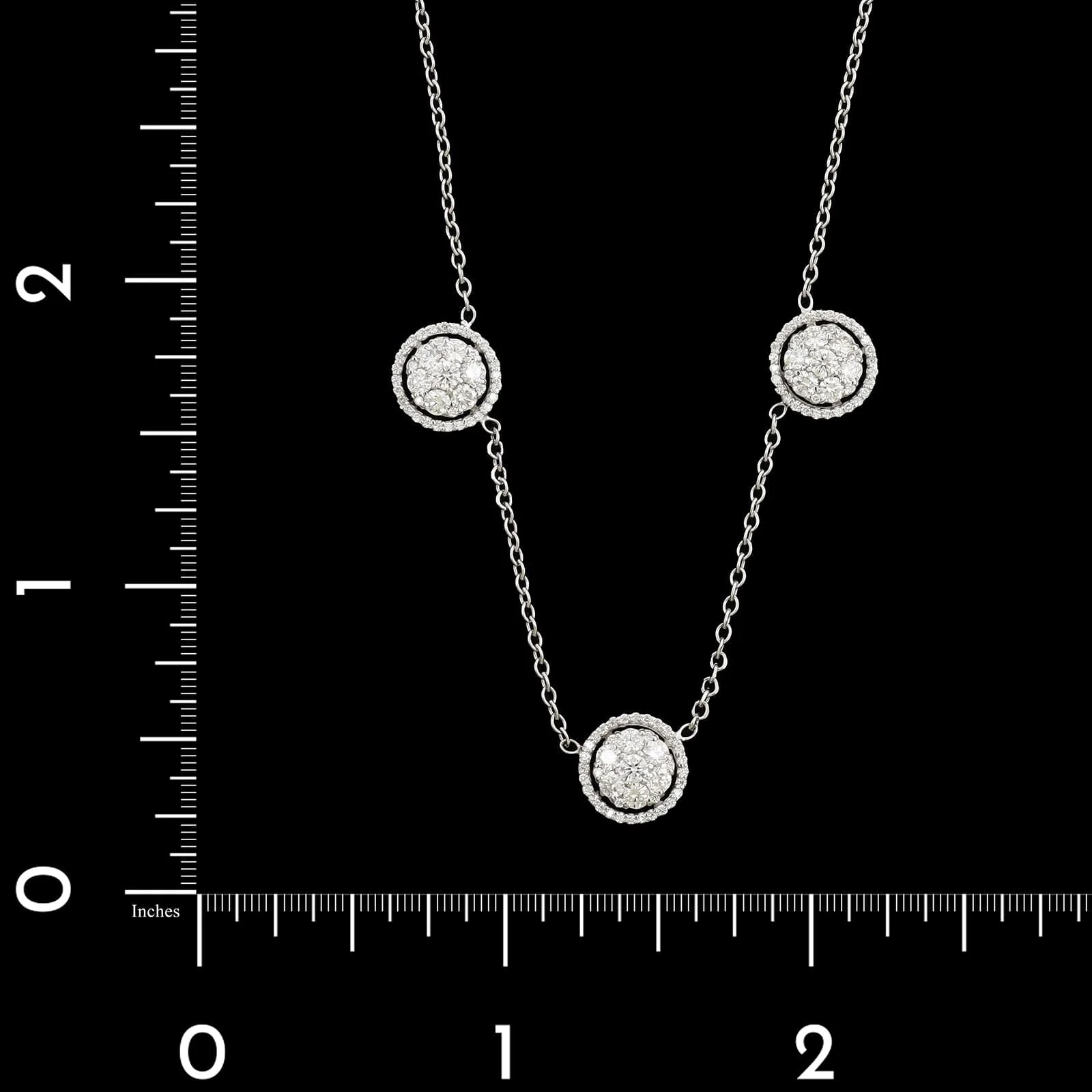 14K White Gold Estate Diamond Cluster Station Necklace - Image 4