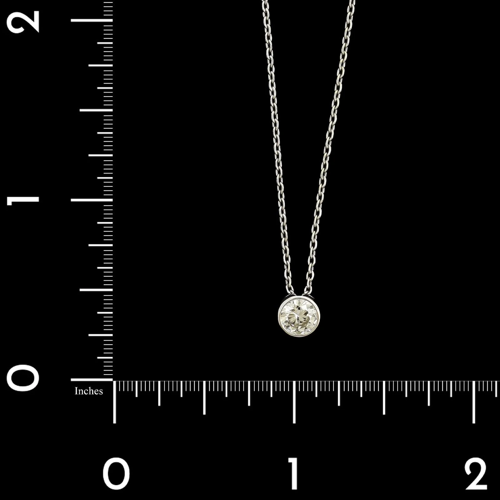 14K White Gold Estate Diamond Bezel Pendant Necklace - Image 4