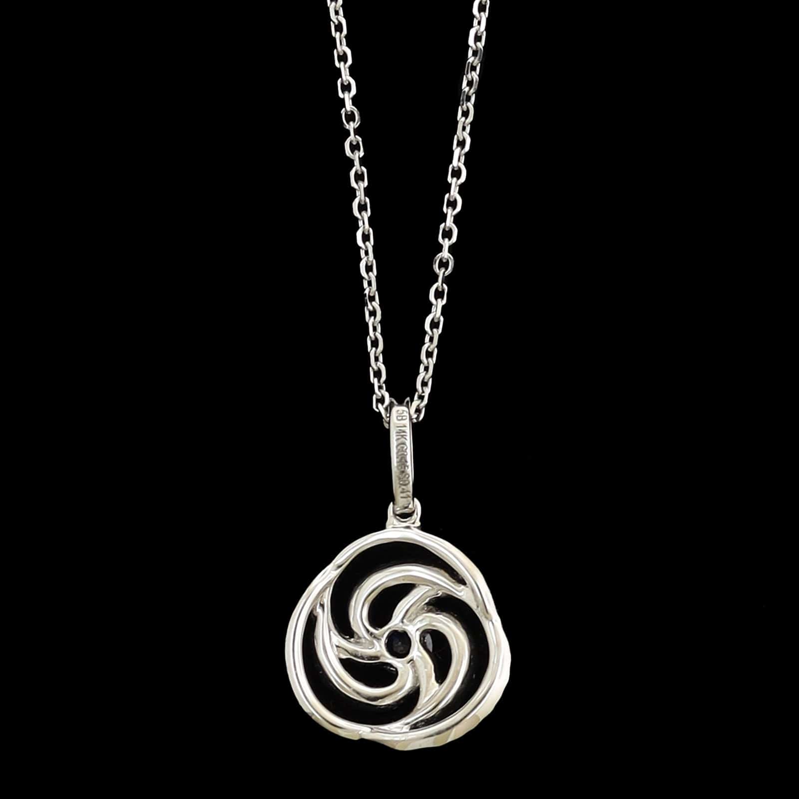 14K White Gold Estate Sapphire and Diamond Pendant Necklace - Image 2