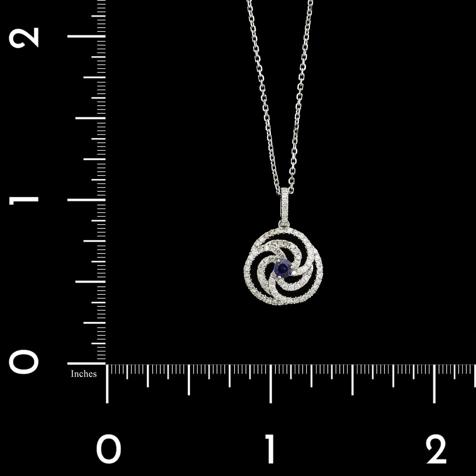 14K White Gold Estate Sapphire and Diamond Pendant Necklace - Image 4