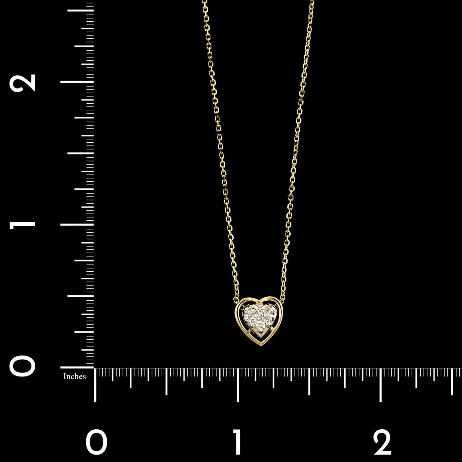 14K Yellow Gold Estate Diamond Heart Pendant Necklace - Image 4