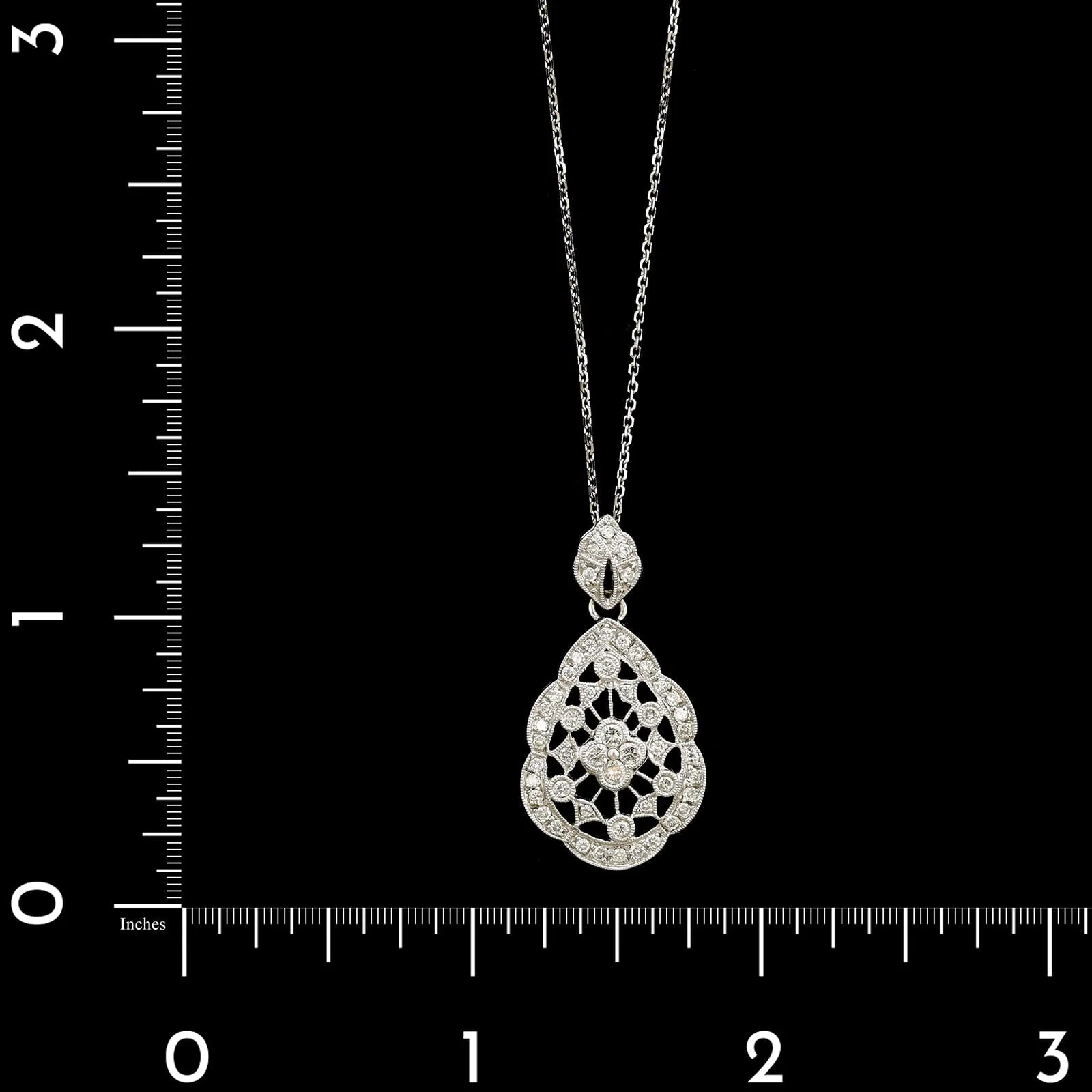 18K White Gold Estate Diamond Pendant Necklace - Image 4