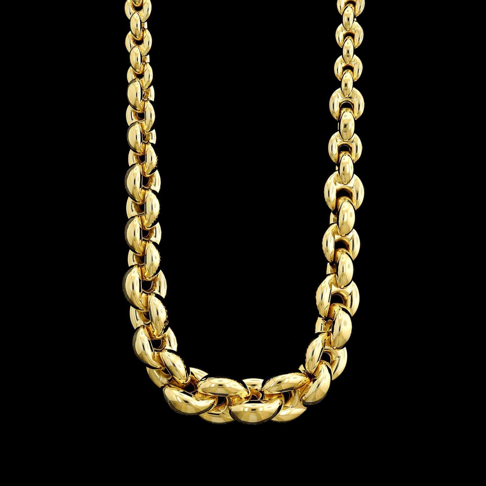 18K Yellow Gold Estate Graduated Fancy Link Necklace