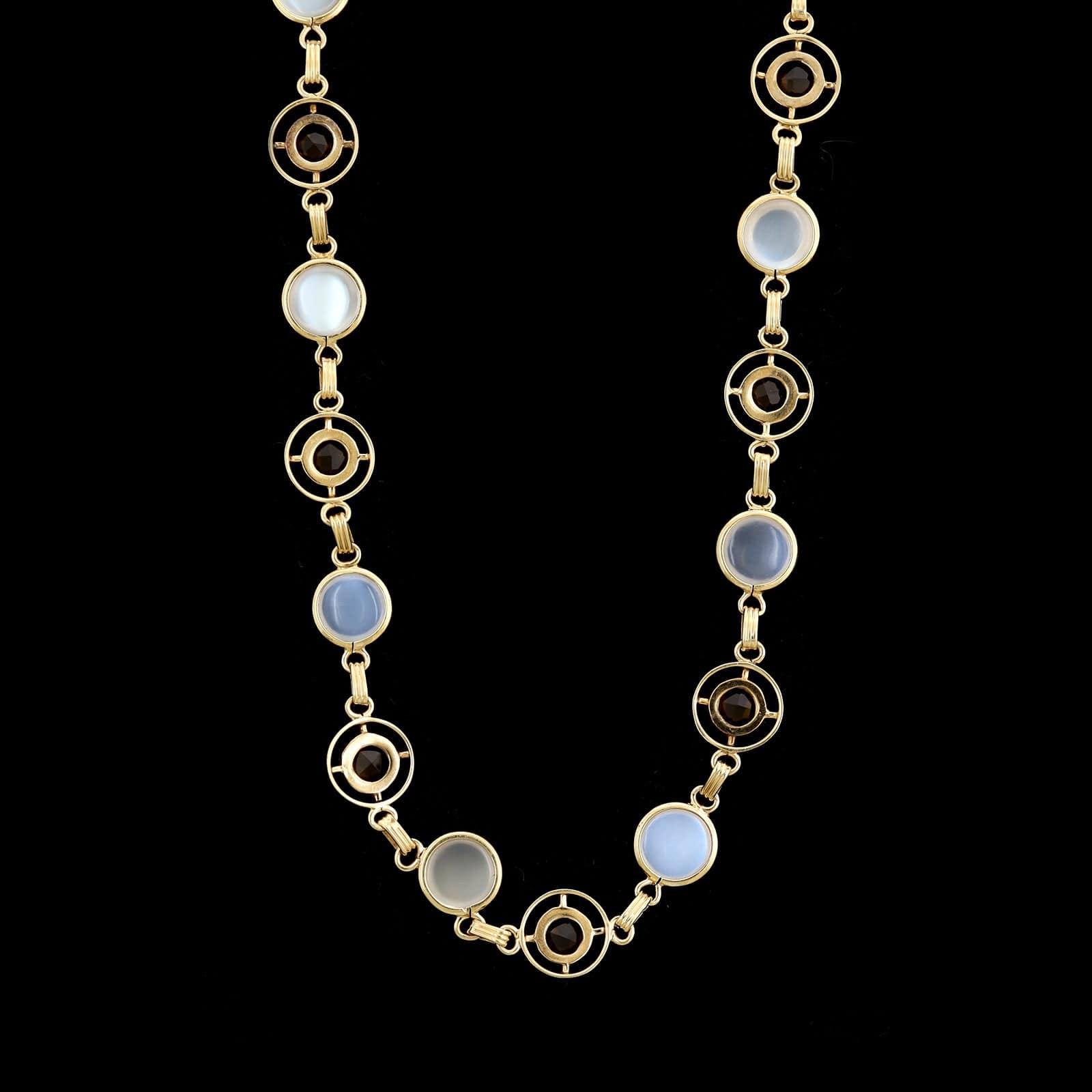 Retro 14K Yellow Gold Estate Citrine and Moonstone Necklace Bracelet - Image 2