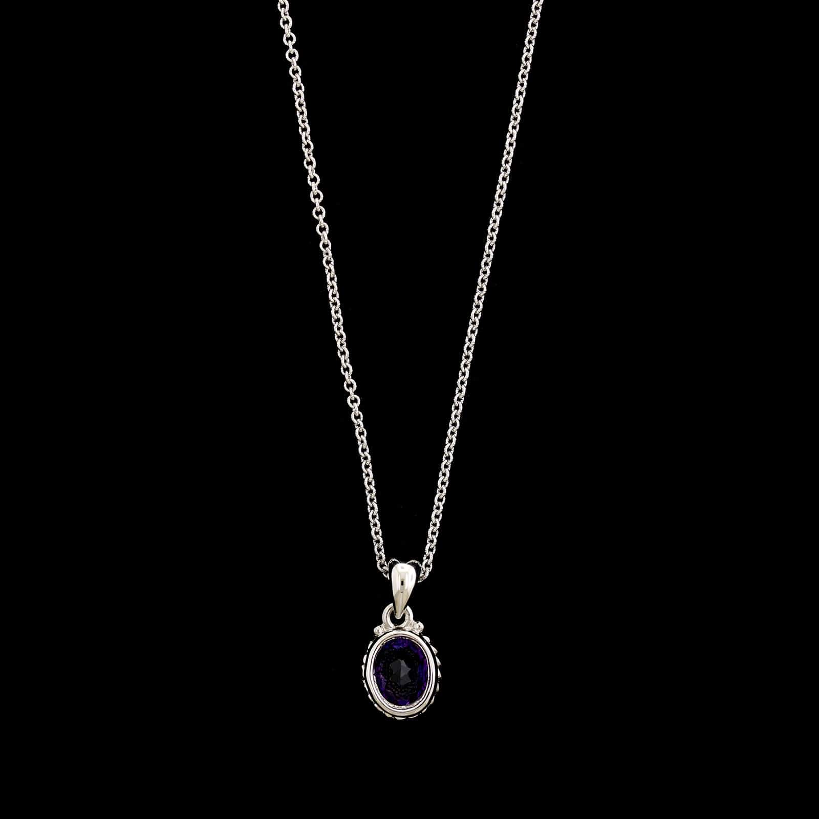 14K White Gold Estate Amethyst Pendant Necklace - Image 2