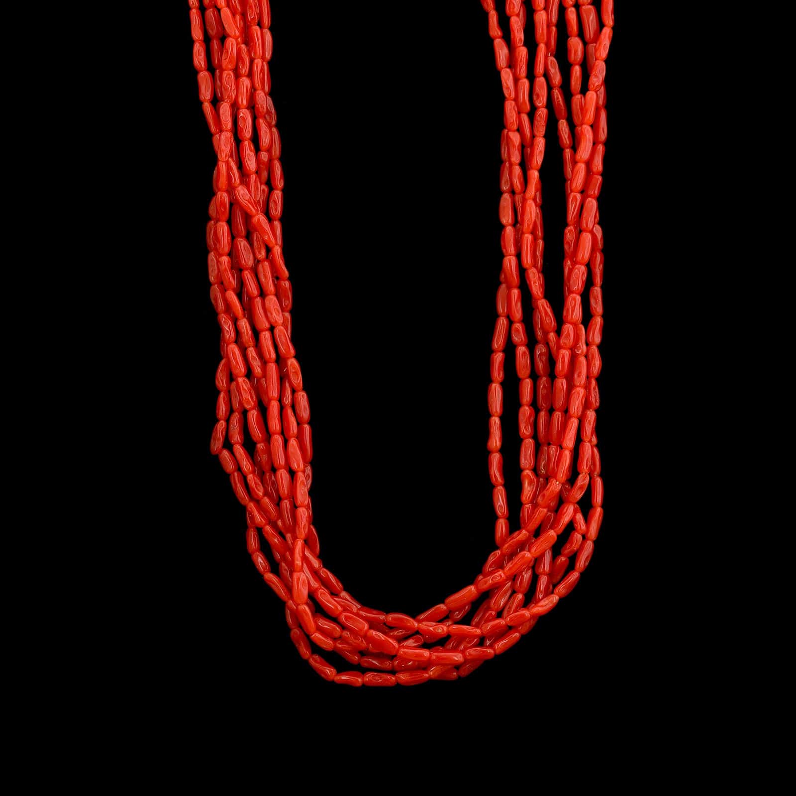 Alishan 18K Yellow Gold and Platinum Estate Coral and Diamond Necklace - Image 5