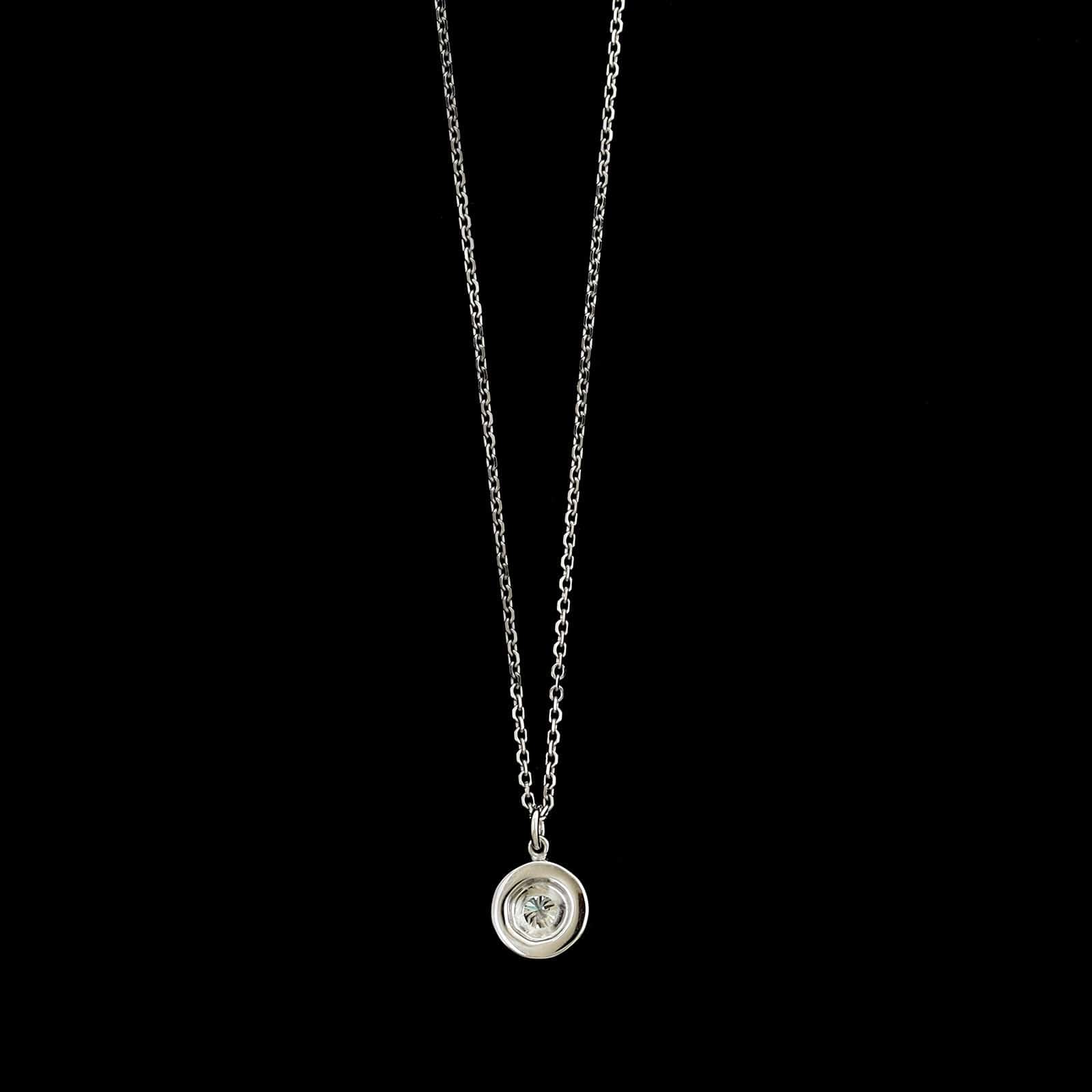 14K White Gold Diamond Solitaire Pendant Necklace - Image 2