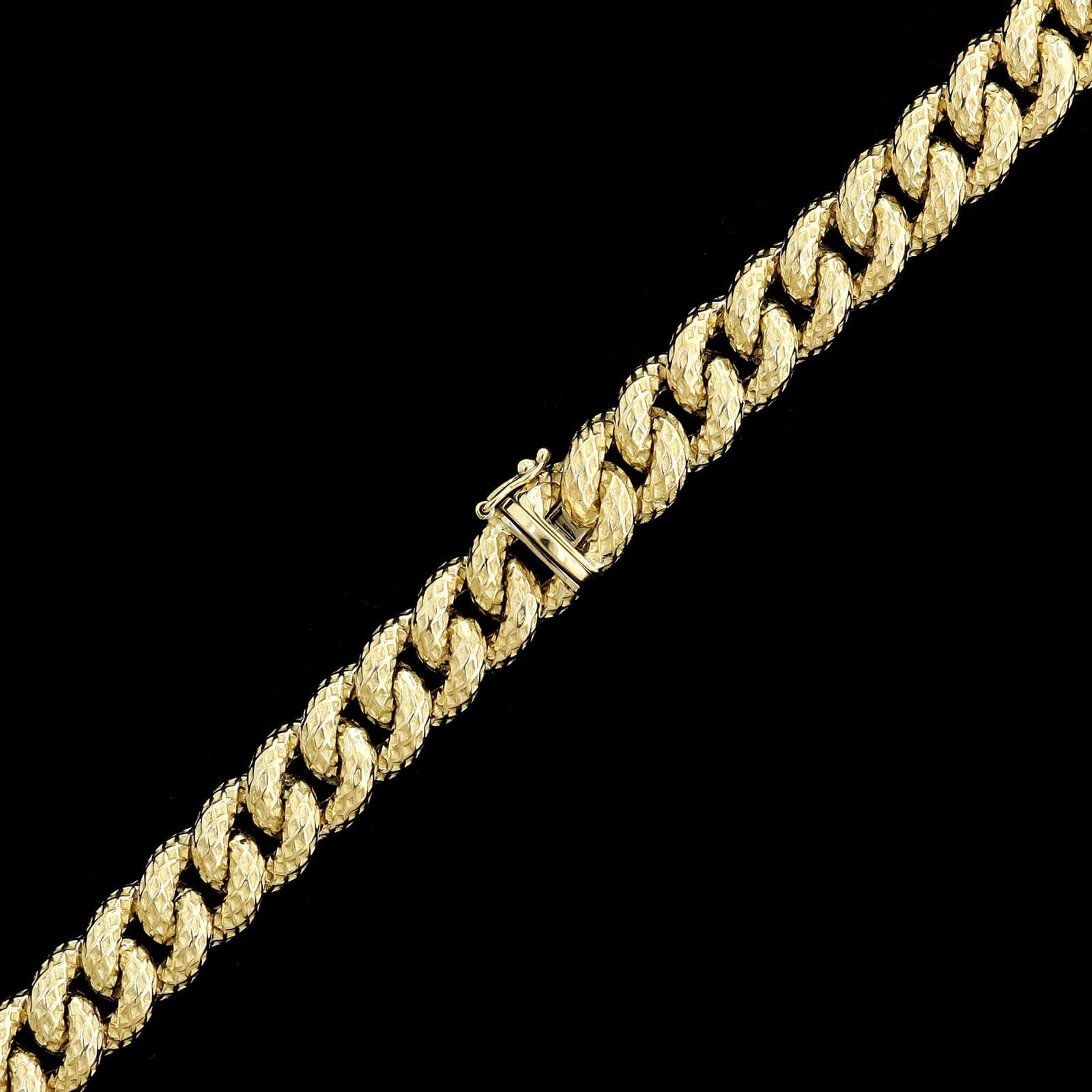 14K Yellow Gold Estate Textured Curb Link Necklace - Image 2
