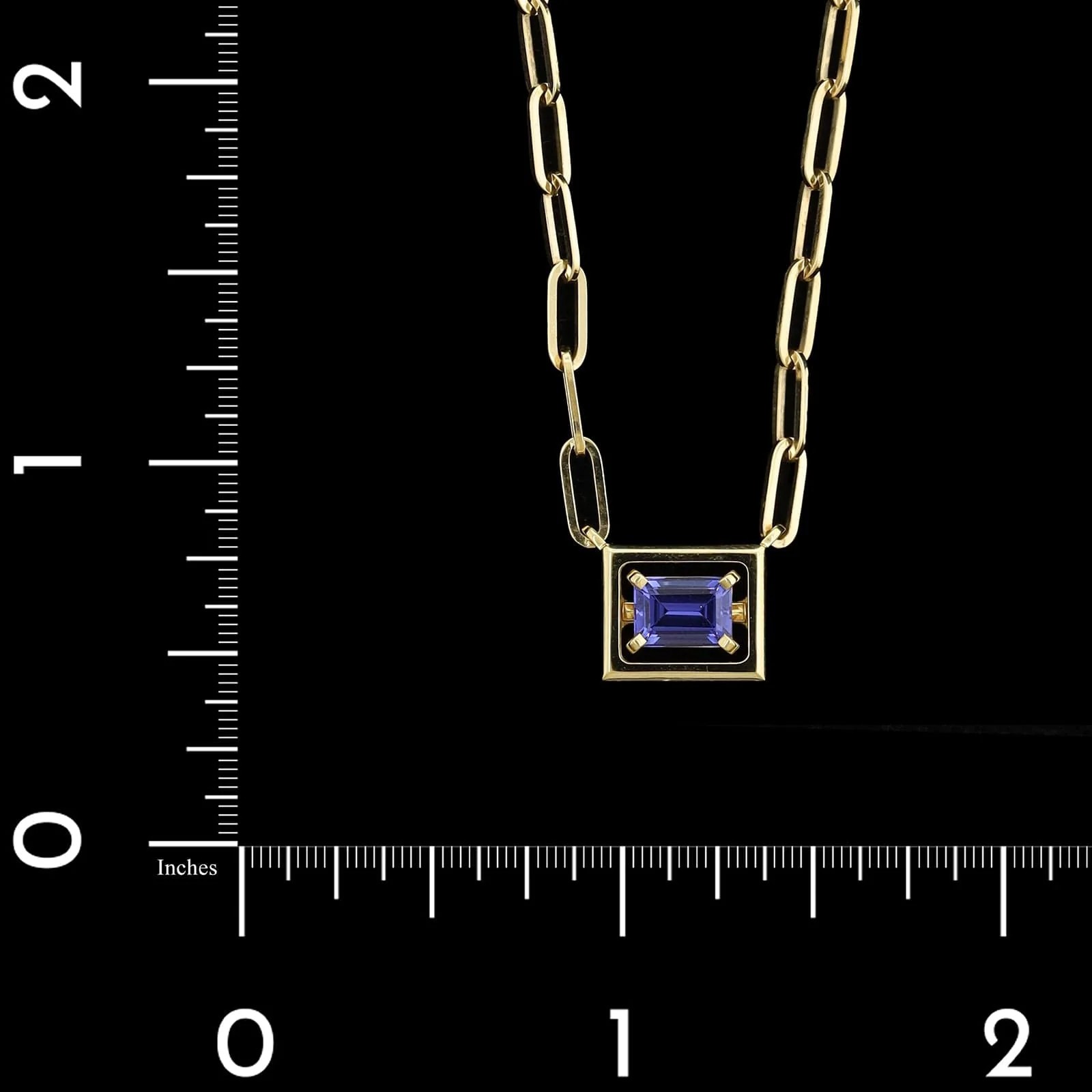 Tiffany & Co. 8K Yellow Gold Estate Tanzanite Jewel Box Necklace - Image 4