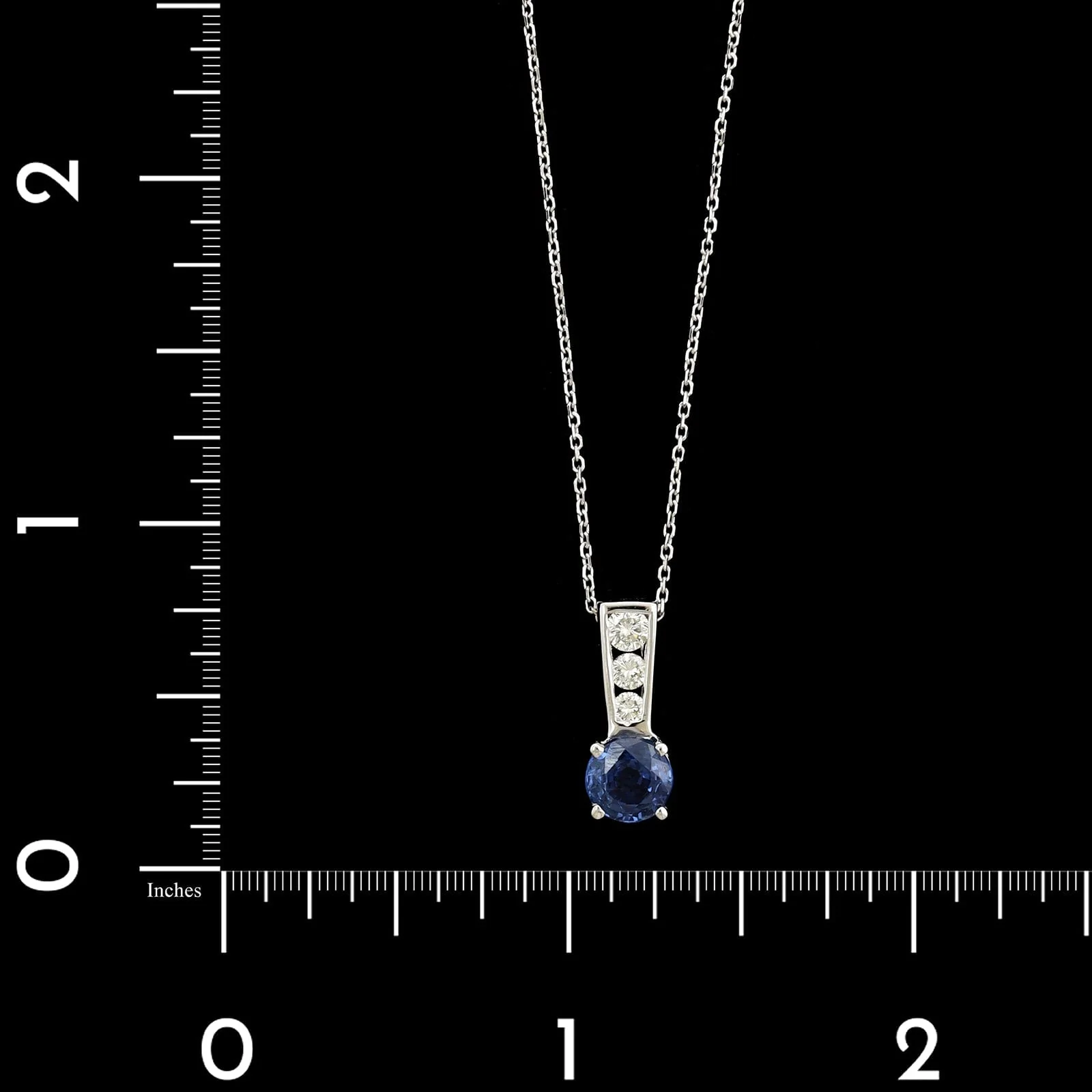 14K White Gold Sapphire and Diamond Pendant Necklace - Image 4